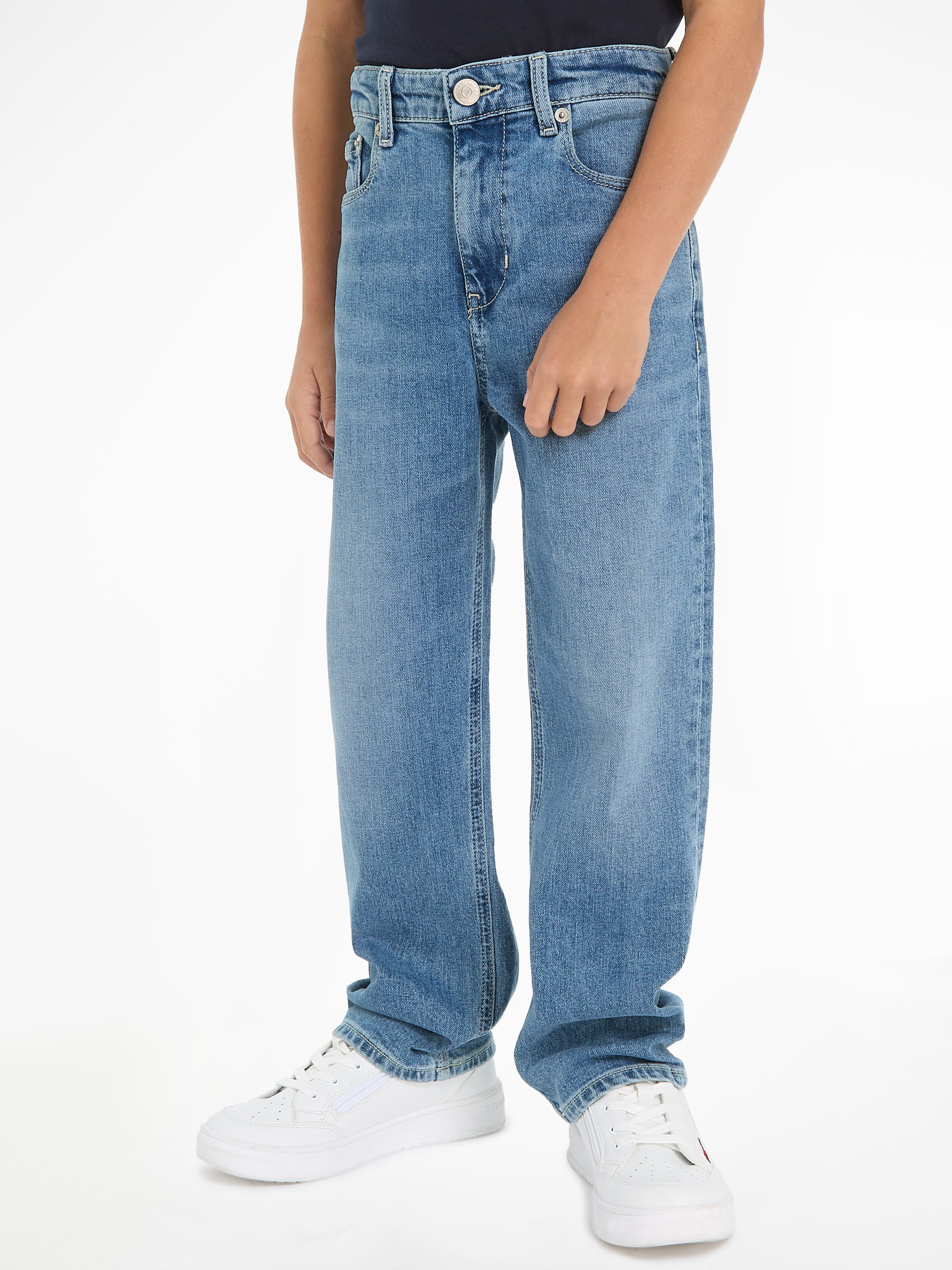 Loose-fit-Jeans »BAGGY WIDE MID WASH«, mit Logostickerei