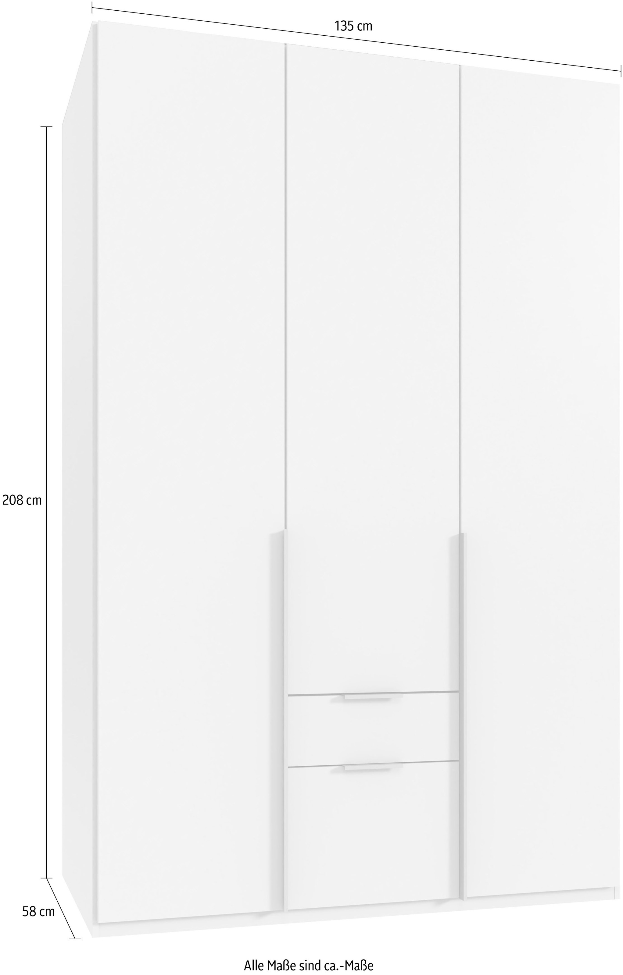 Wimex Kleiderschrank »Mugano, in vielen Breiten, 208 oder 236cm hoch, Made in Germany«, (mit langen oder kurzen Griffen aus Metall), wahlweise mit oder ohne Spiegel, mit Schubladen