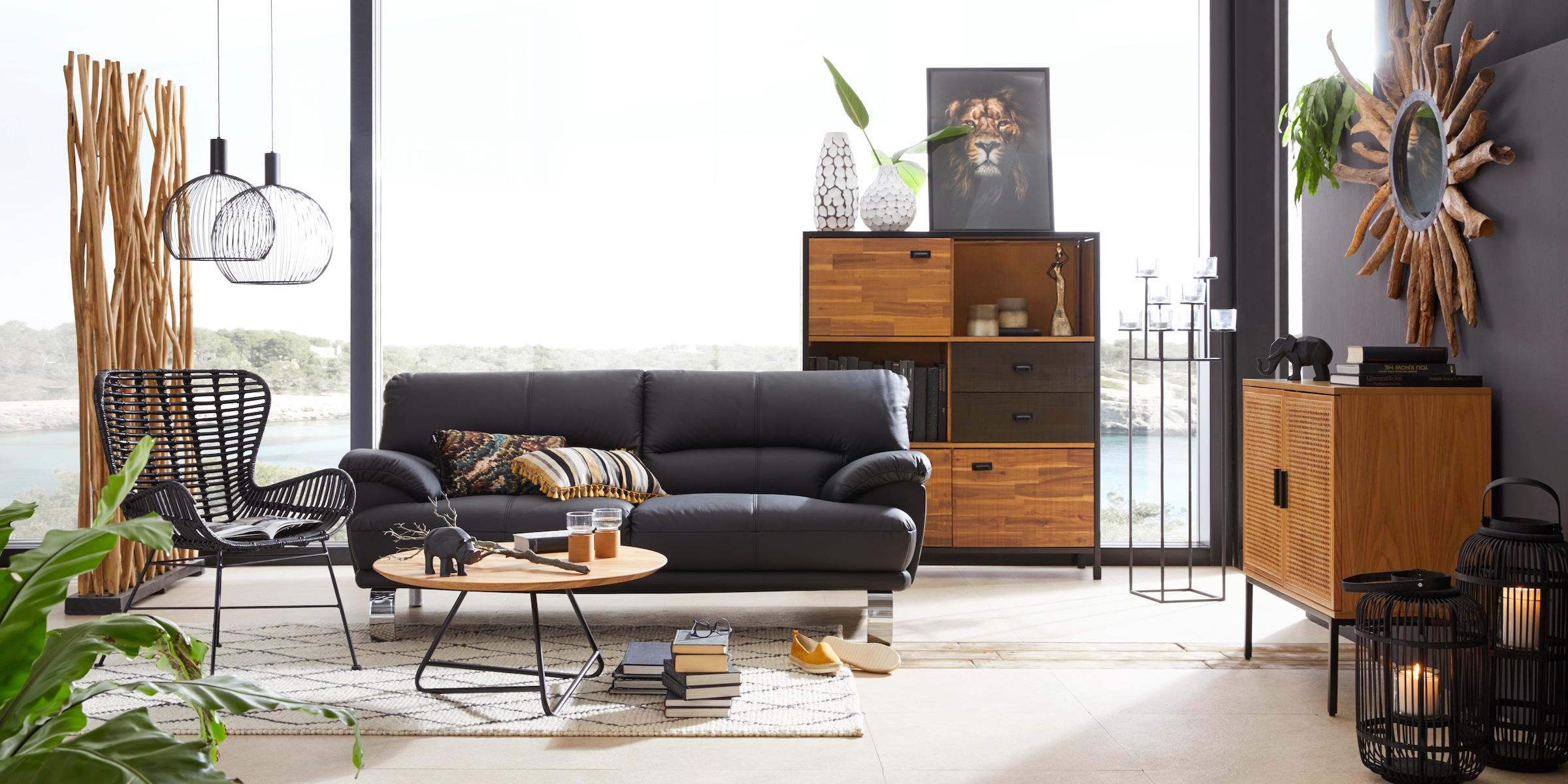TRENDMANUFAKTUR 3-Sitzer »Cecilia, in italienischem Design, bequem«, mit Chromfüssen