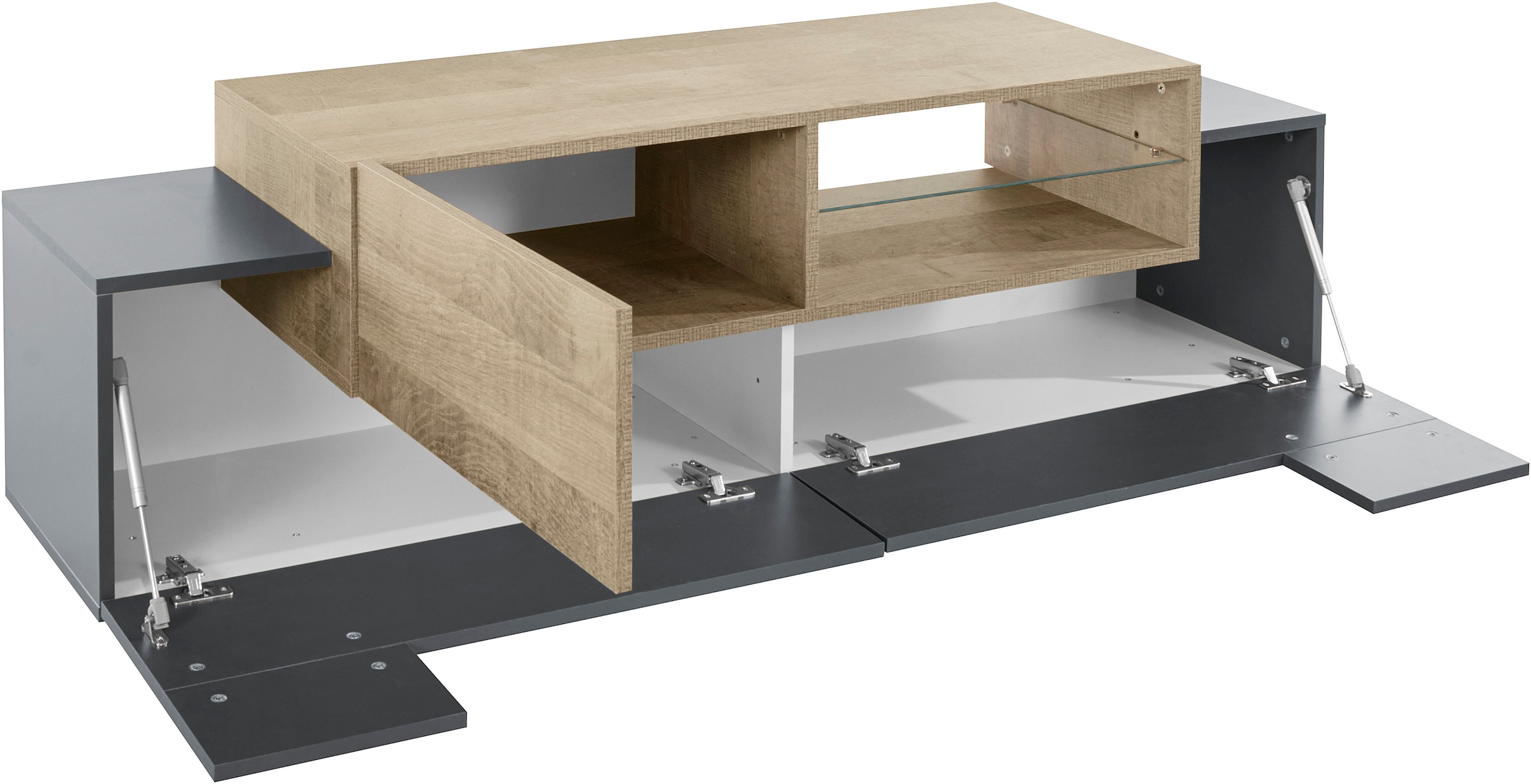 INOSIGN Lowboard »Coro,Lowboard,TV-Kommode,TV-Möbel,TV-Bank«, mit 2 Klappen, 1 Tür, 1 Glasboden, Breite 160