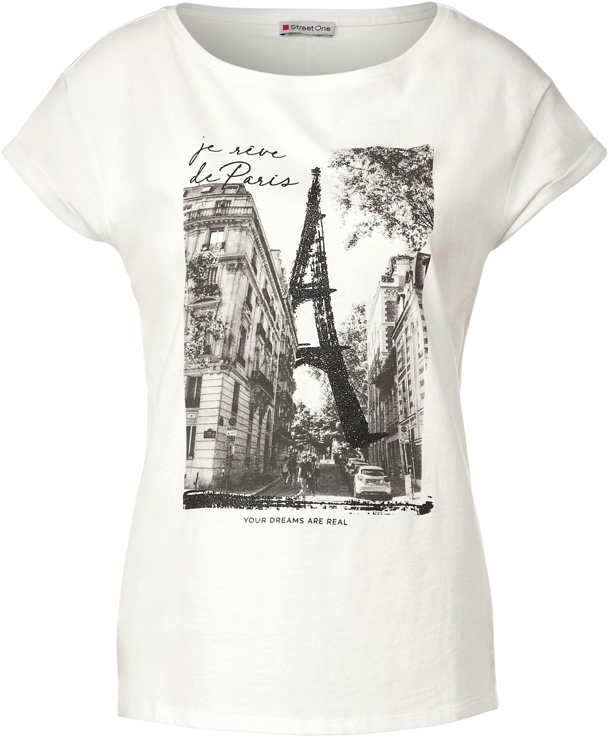 STREET ONE T-Shirt, mit Umschlagbund bei shoppen online Schweiz Ärmelabschluss am Jelmoli-Versand