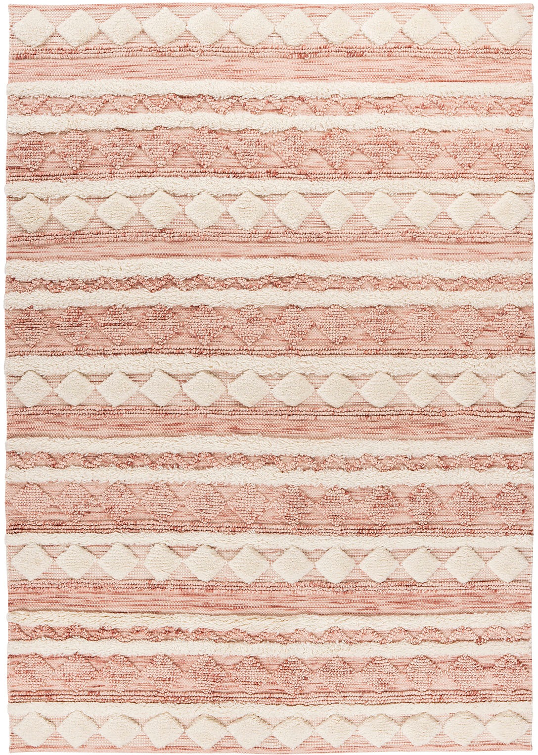 Tapis Bohème Fait à la Main "Bohist II" Rose & Crème 120 x 180 cm