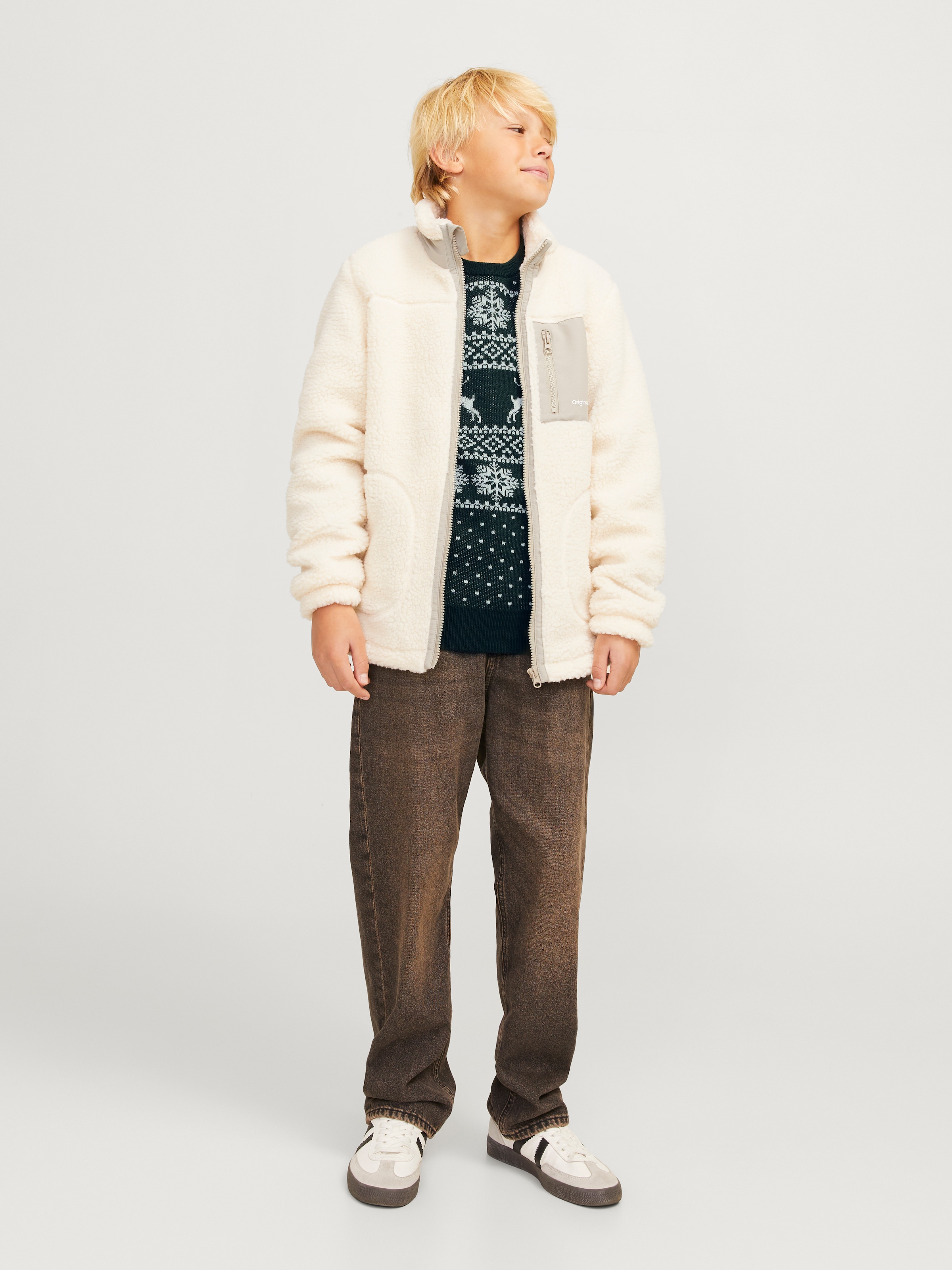 Jack & Jones Junior Rundhalspullover »JJXMAS GABRIEL KNIT CREW NECK JNR«, mit weihnachtlichem Muster