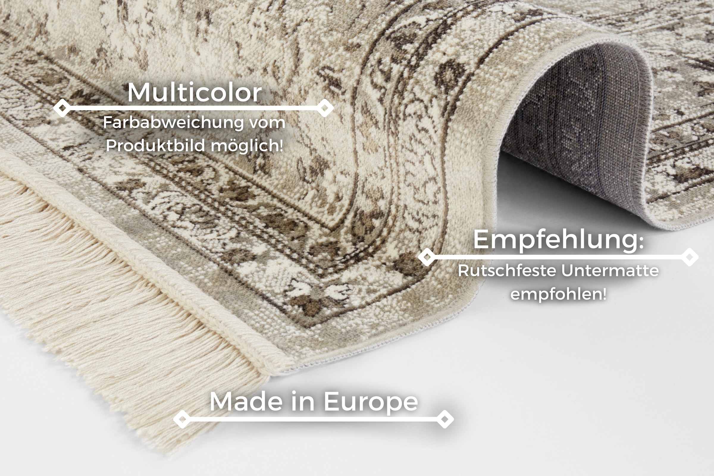 HANSE Home Teppich »Orient Vintage Medaillon«, rechteckig, 5 mm Höhe, Orientalisch mit Fransen, Orient, Wohnzimmer, Schlafzimmer, Esszimmer