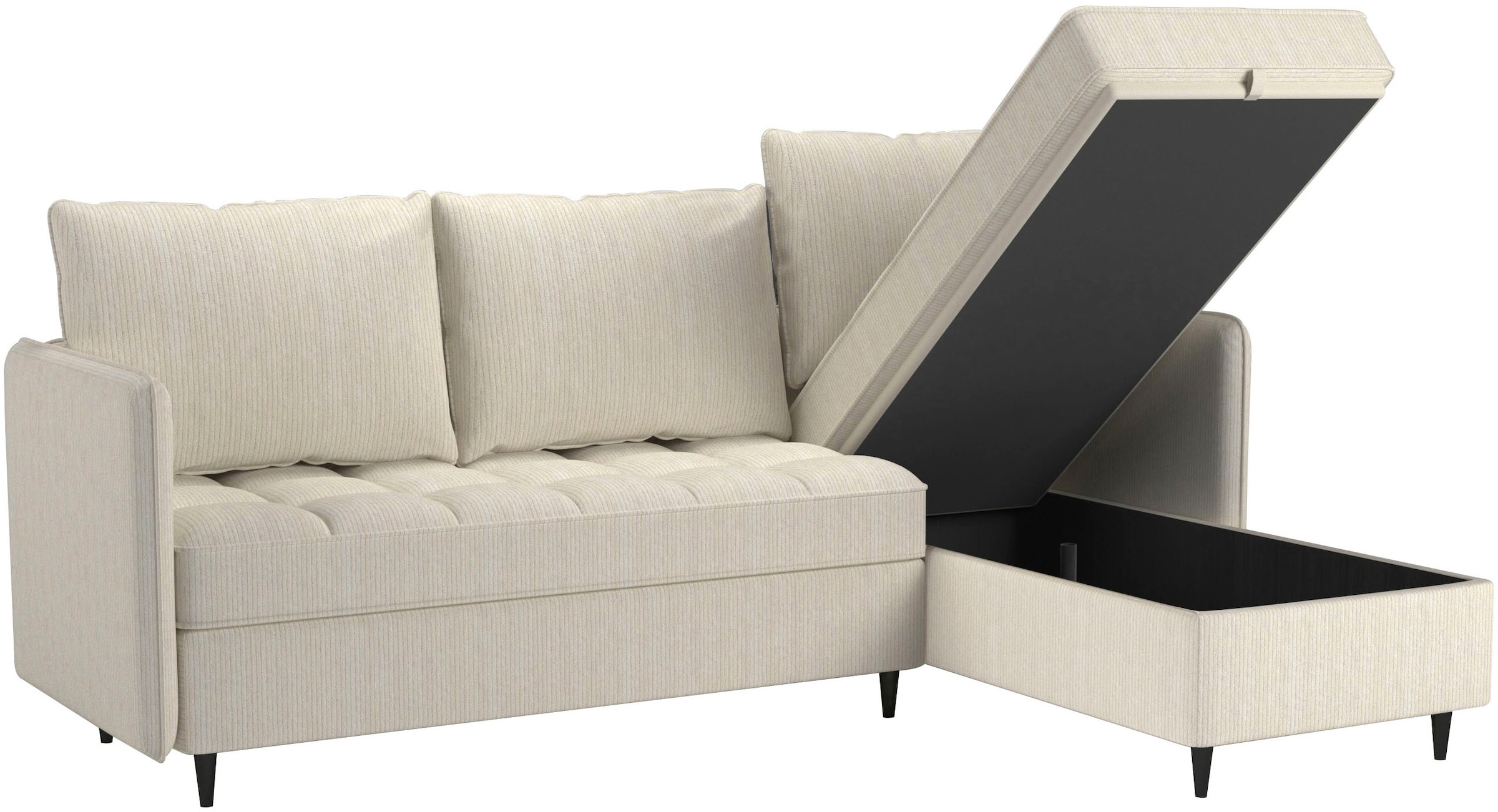 Dorel Home Ecksofa »LINDHUS, L-Form, verschiedene Stellvarianten, Loungesofa, Schlaf-Liege«, Wohnlandschaft, mit Recamiere, grosser Bettkasten, Cord, Chenille