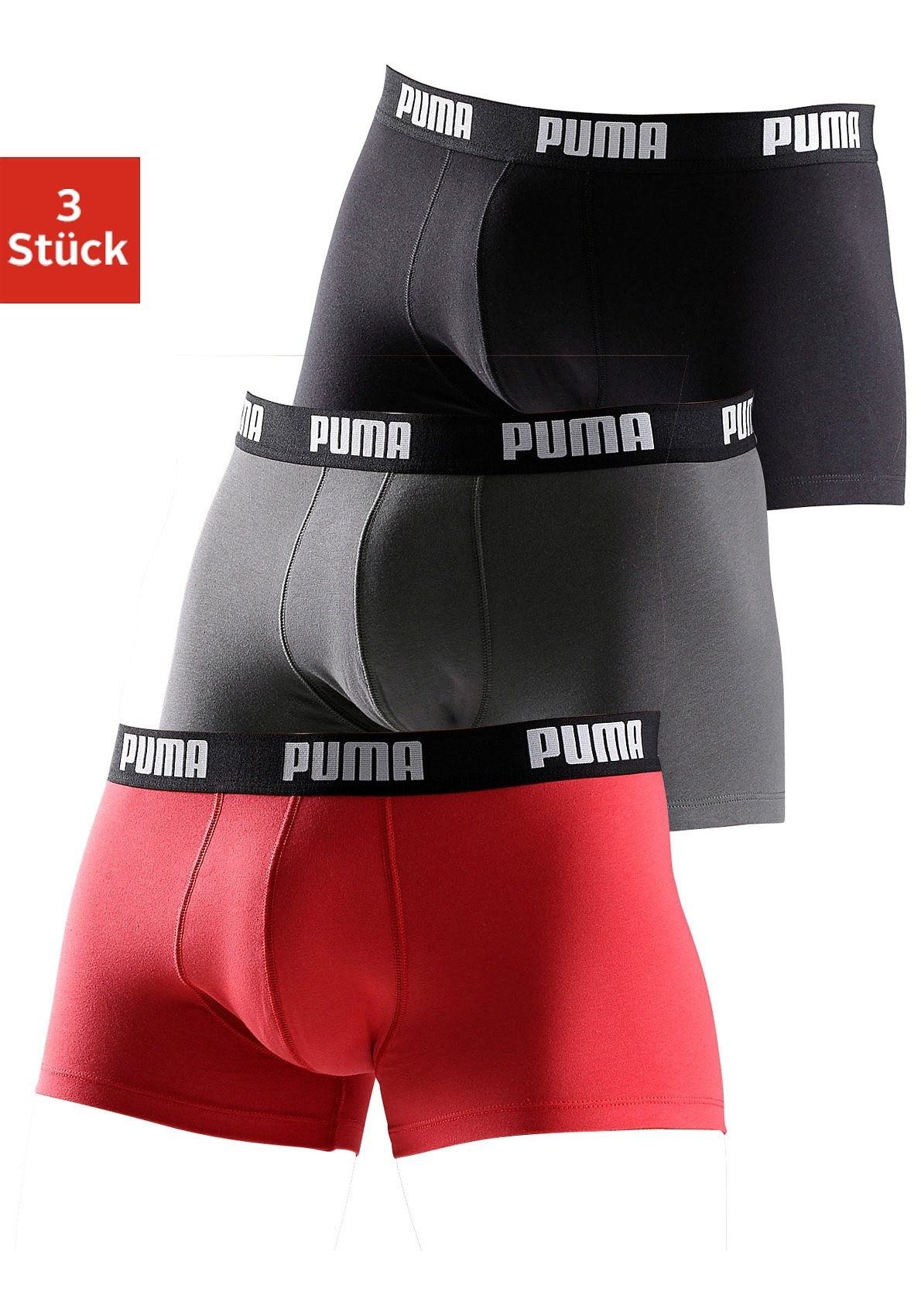 PUMA Hipster, (Packung, 3 St.), mit Logoschriftzug auf breitem Bund online  shoppen | Jelmoli-Versand | Boxer anliegend
