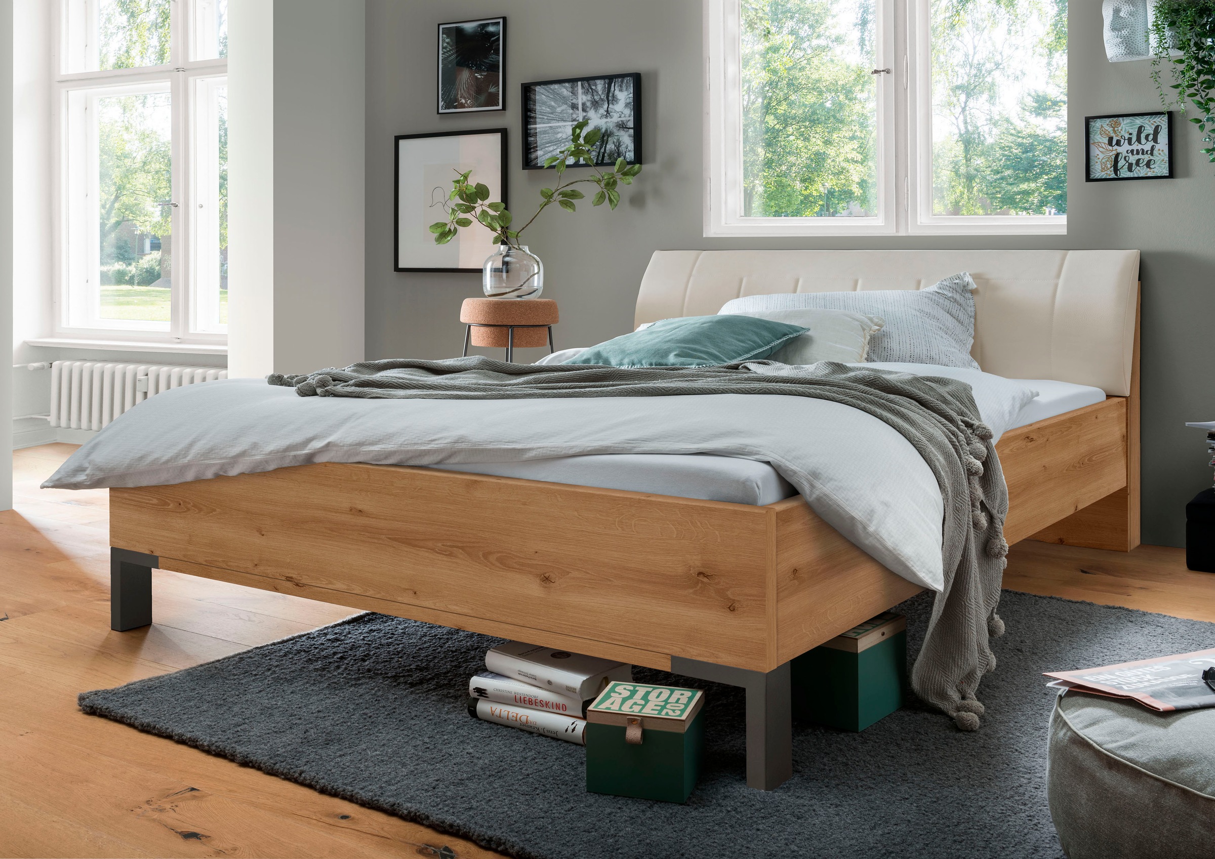 WIEMANN Futonbett »Monaco, Bettgestell, Bettrahmen, komfortables Polsterkopfteil«, (4-fache Liegehöhenverstellung, MADE IN GERMANY), Polsterkopfteil aus Kunstleder, verschiedene Grössen, in Komforthöhe