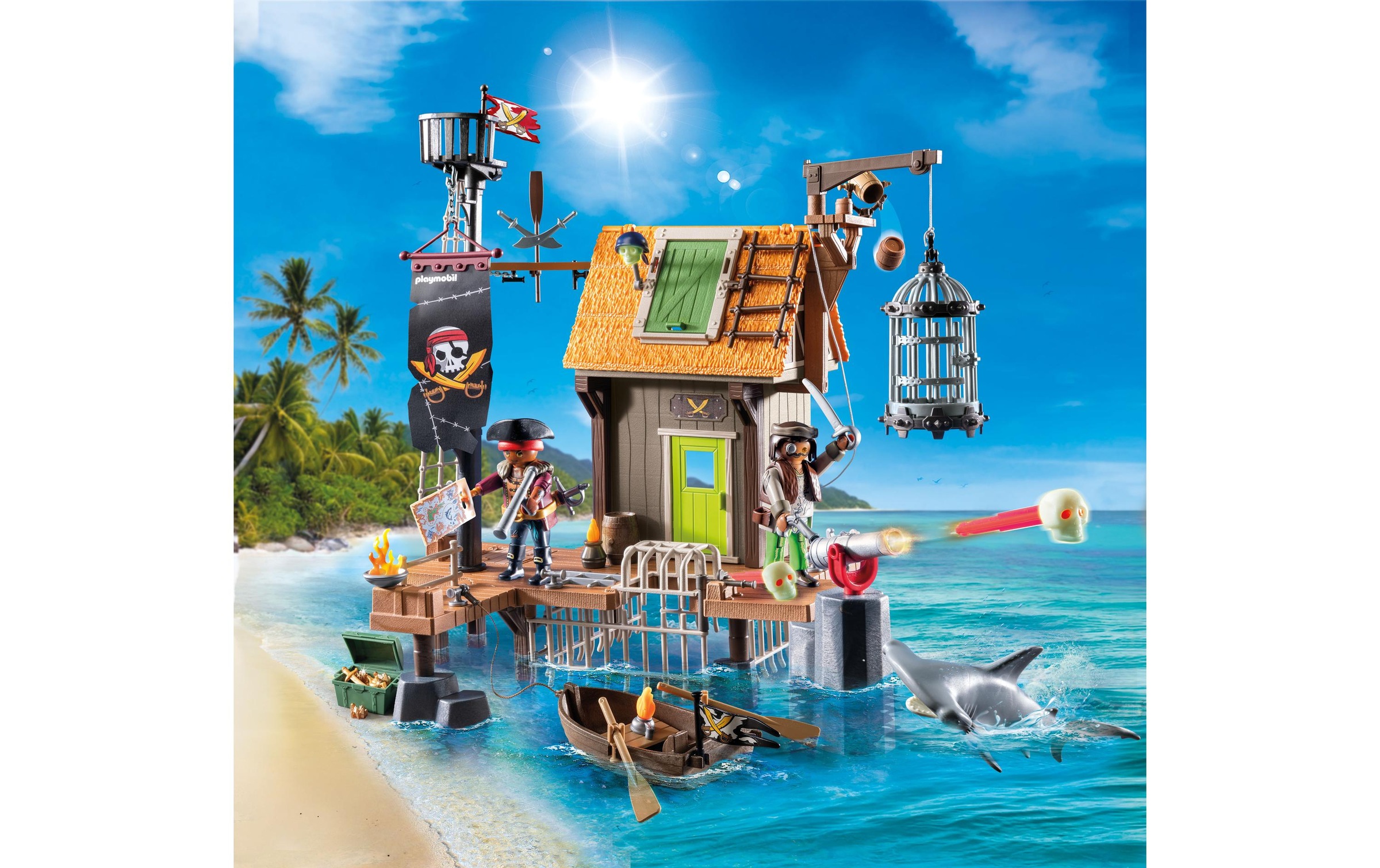 Playmobil® Spielbausteine »Piratenhafen mit Seeräuber-Gefängnis 71792«, (165 St.)