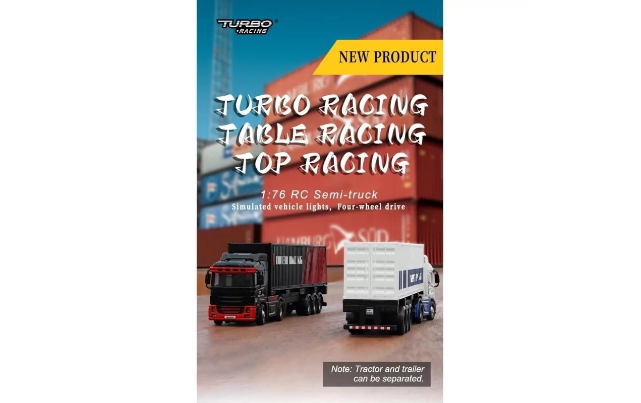 RC-LKW »Turbo Racing Lastwagen C50 mit Anhänger Schwarz,«