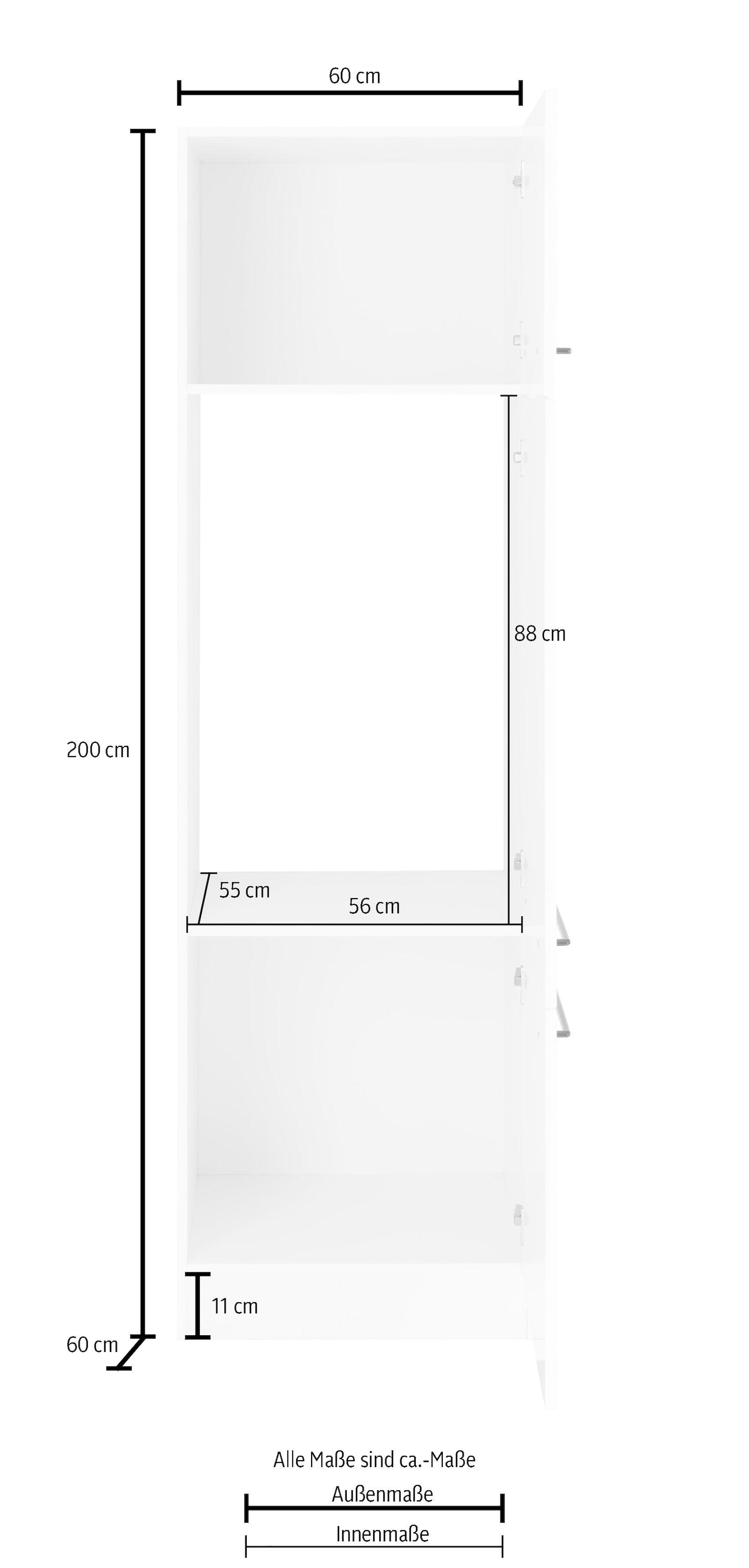 ❤ HELD MÖBEL Kühlumbauschrank »Tulsa«, 60 cm breit, 200 cm hoch, 3 Türen, schwarzer  Metallgriff entdecken im Jelmoli-Online Shop