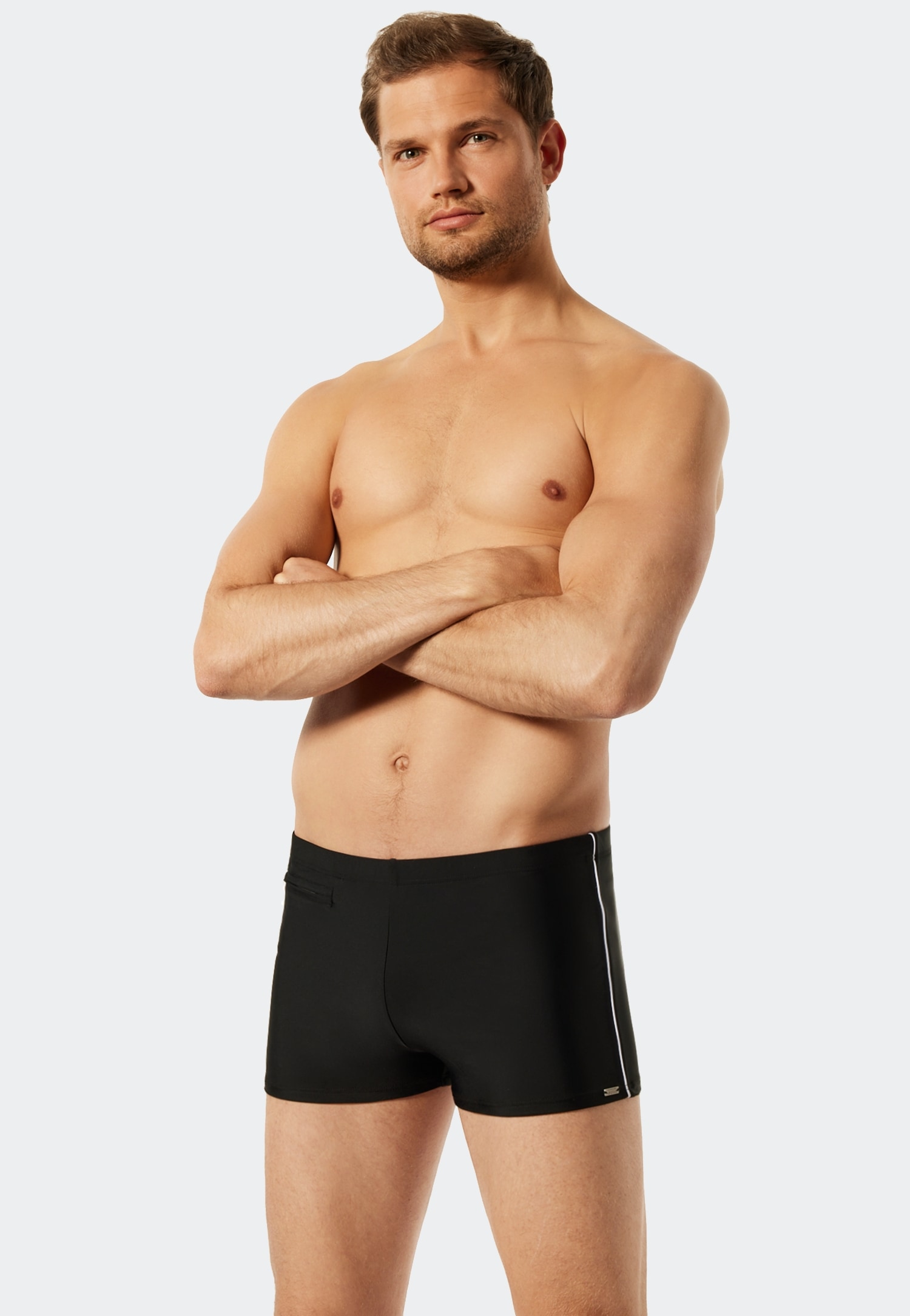 Schiesser Badehose "Nautical Casual" mit seitlichen Streifen, flache Reissverschlusstasche