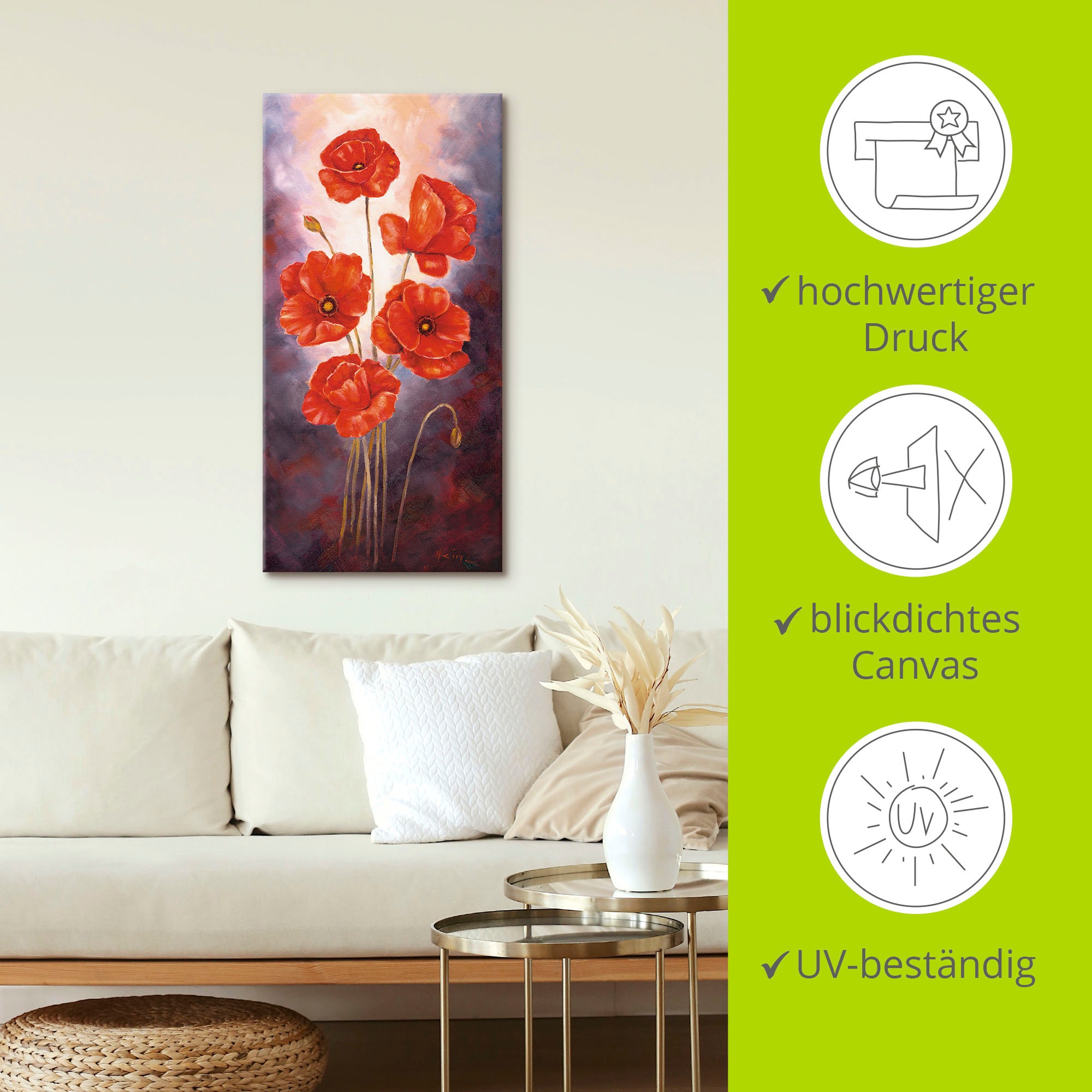 Artland Wandbild »Mohn V«, Blumen, (1 St.), als Leinwandbild, Poster in verschied. Grössen