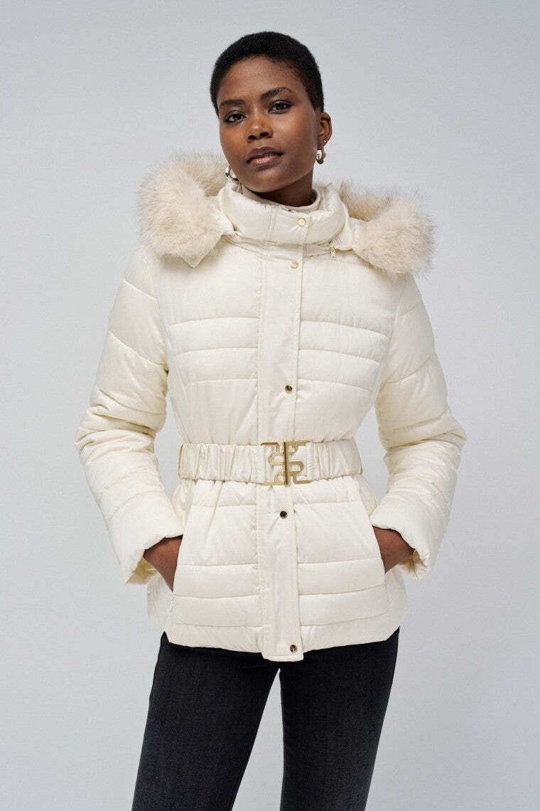 Salsa Steppjacke »Salsa Jeans Steppjacke Short Puffer Coat With Fur Hood«