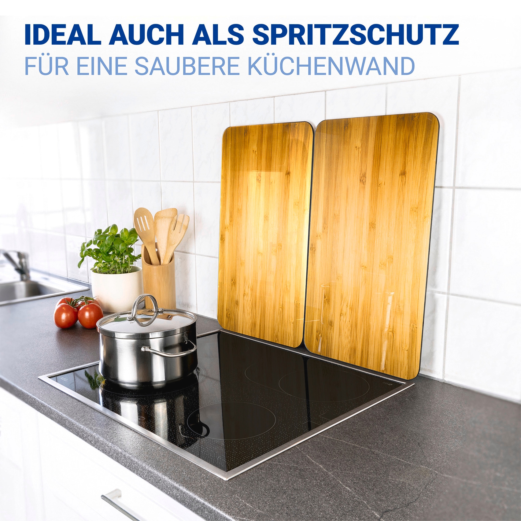 WENKO Herd-Abdeckplatte »Universal Modell Holz-Optik«, (Set, 2 tlg.), Herdabdeckung für alle Herdarten, kratzfest, mit rutschfesten Füssen