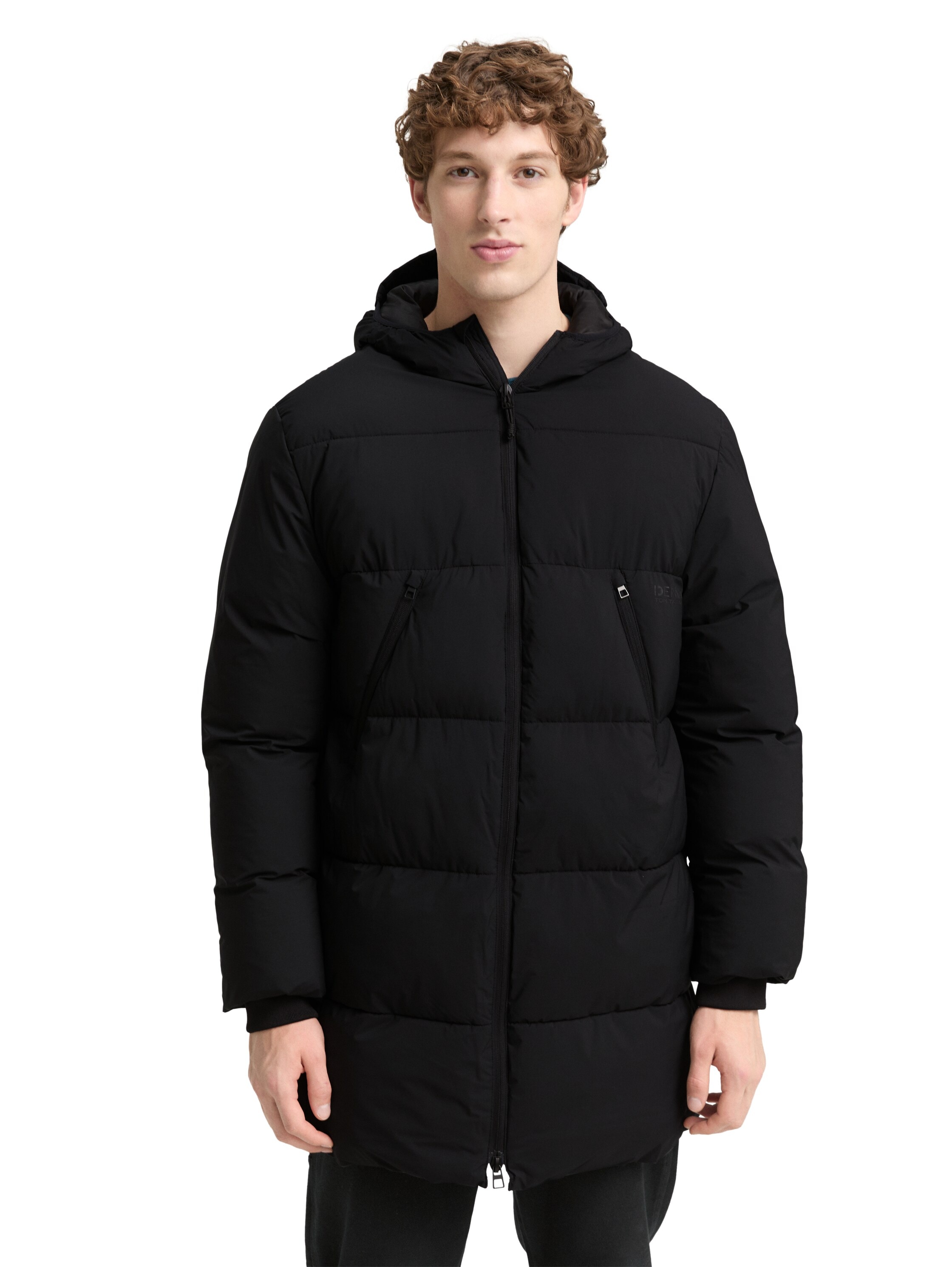 TOM TAILOR Denim Steppjacke mit Kapuze mit Logo Print