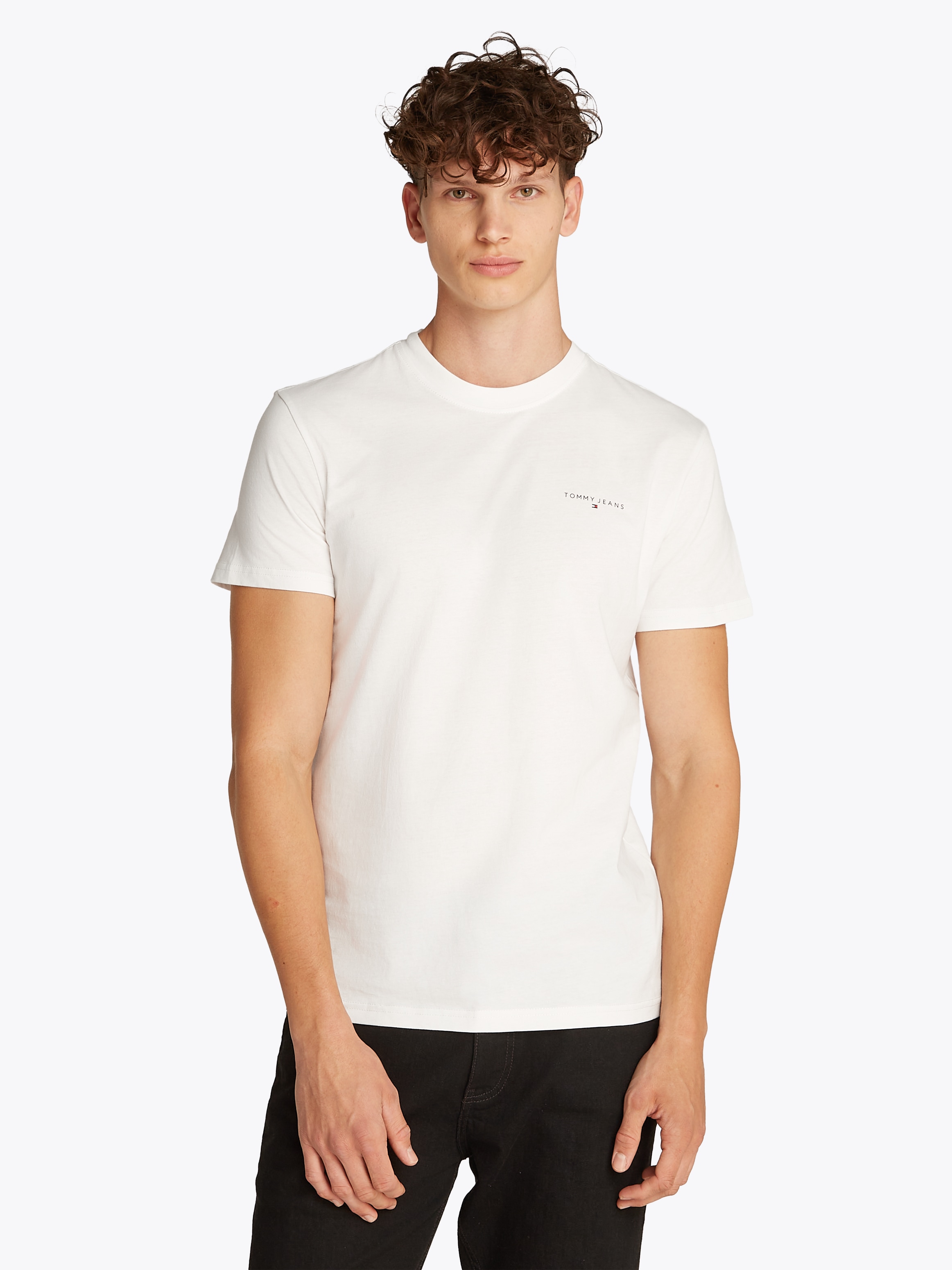 Tommy Jeans T-Shirt »TJM SLIM LINEAR CHEST SS TEE EXT« mit Logodruck