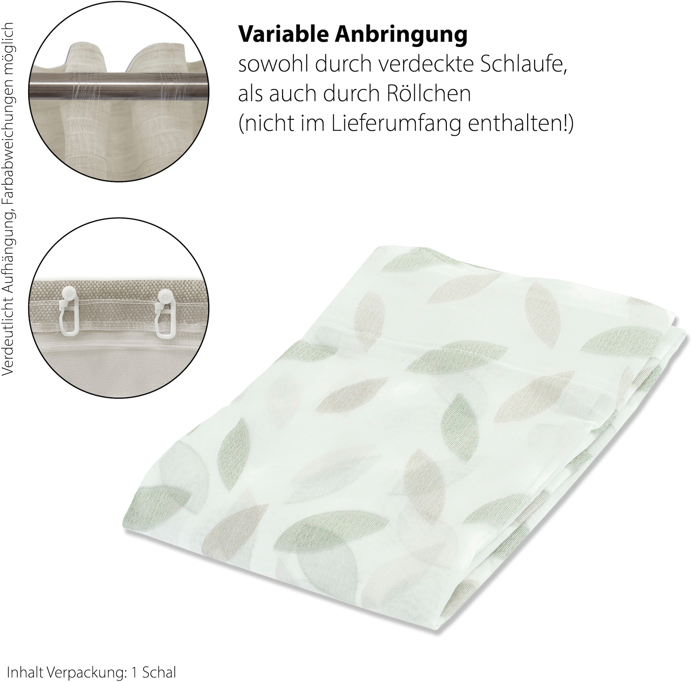 HOMING Gardine »Keela«, (1 St.), Blätter, floral, Blumen, Wohnzimmer, Schlafzimmer, transparent