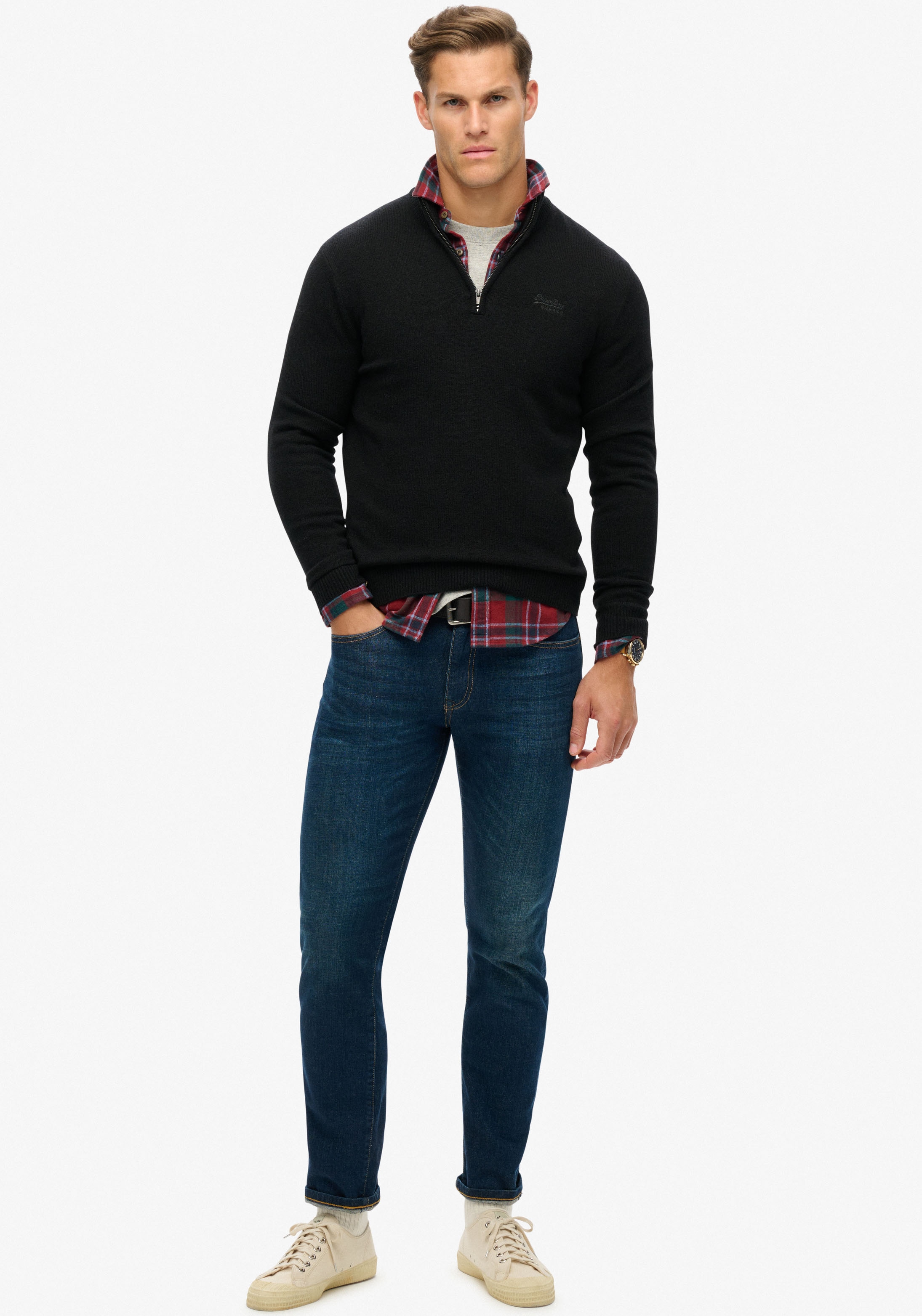 Superdry Strickpullover »ESSENTIAL EMB KNIT HALF ZIP«