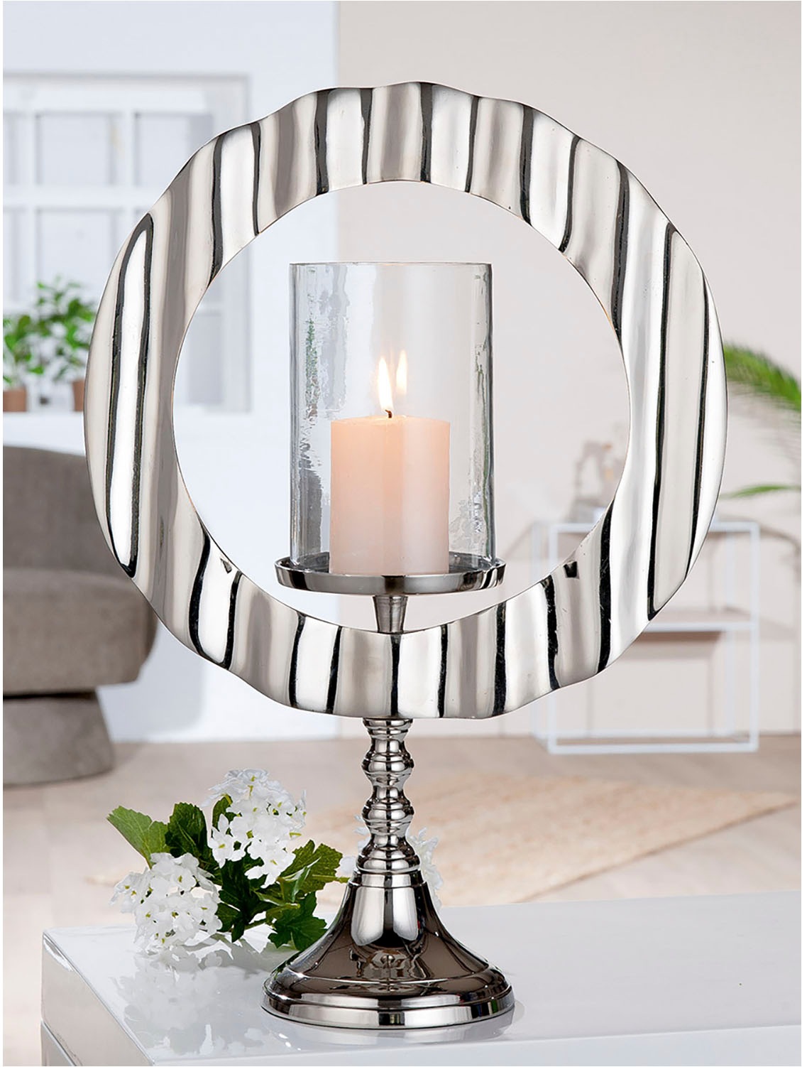 Casablanca by Gilde Windlicht "Kerzenleuchter Circulus silber"
