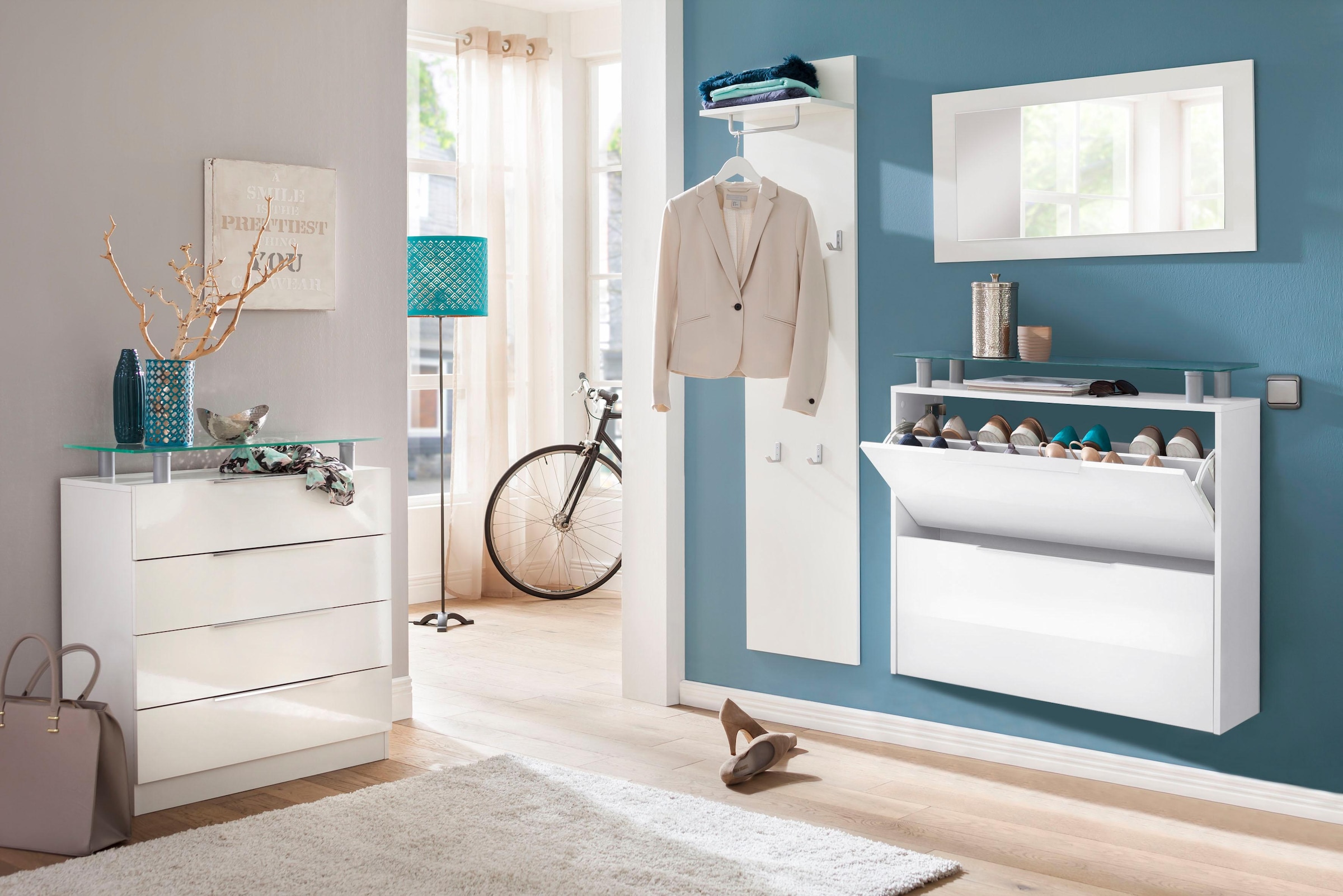 ❤ borchardt Möbel Garderoben-Set kaufen »Rena mit 2, Jelmoli-Online im (3-tlg.)«, Shop Glasablage