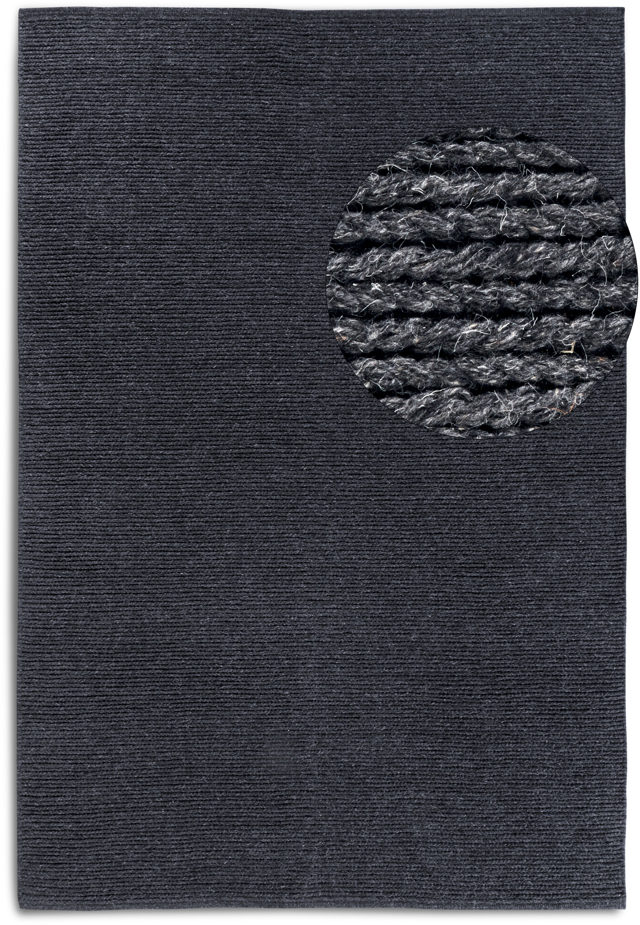 THE RUGS Villeroy & Boch 1748 Francois Handmade Wool Rug Soft Dense Pile in Charcoal | Size: 60cm x 90cm