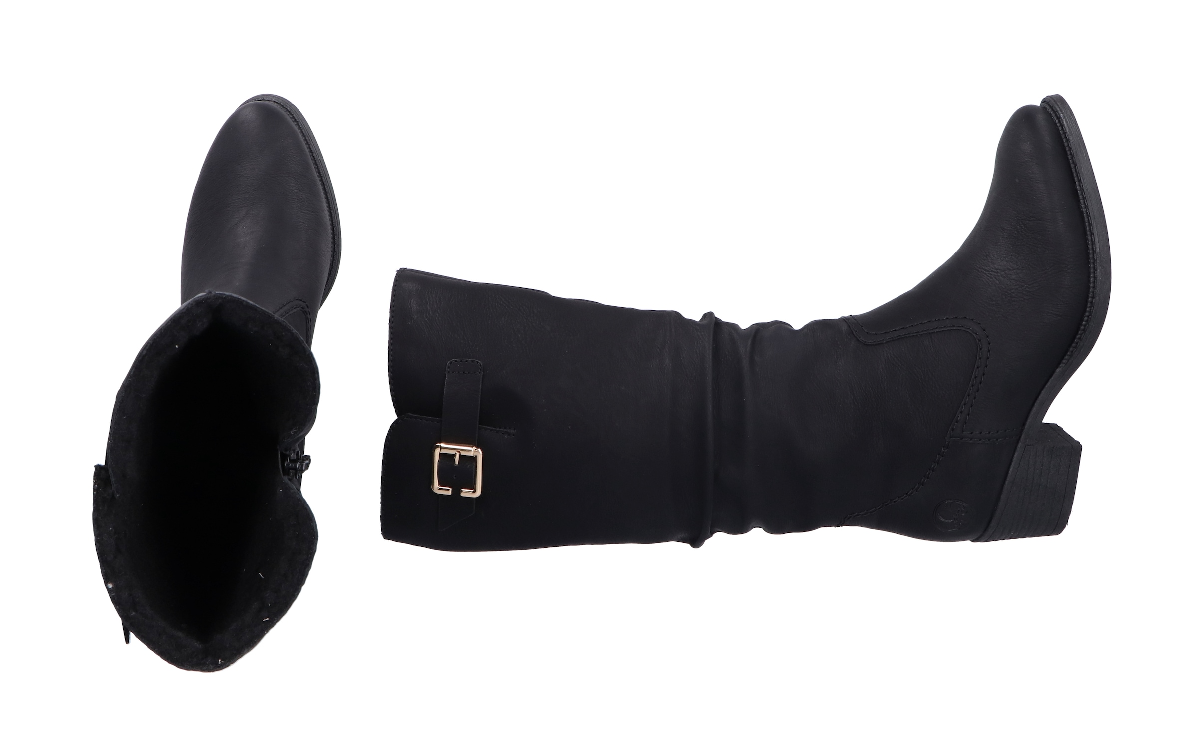 Rieker Winterstiefel, Langschaftstiefel, Blockabsatz, Innenreissverschluss, slouchy Schaft