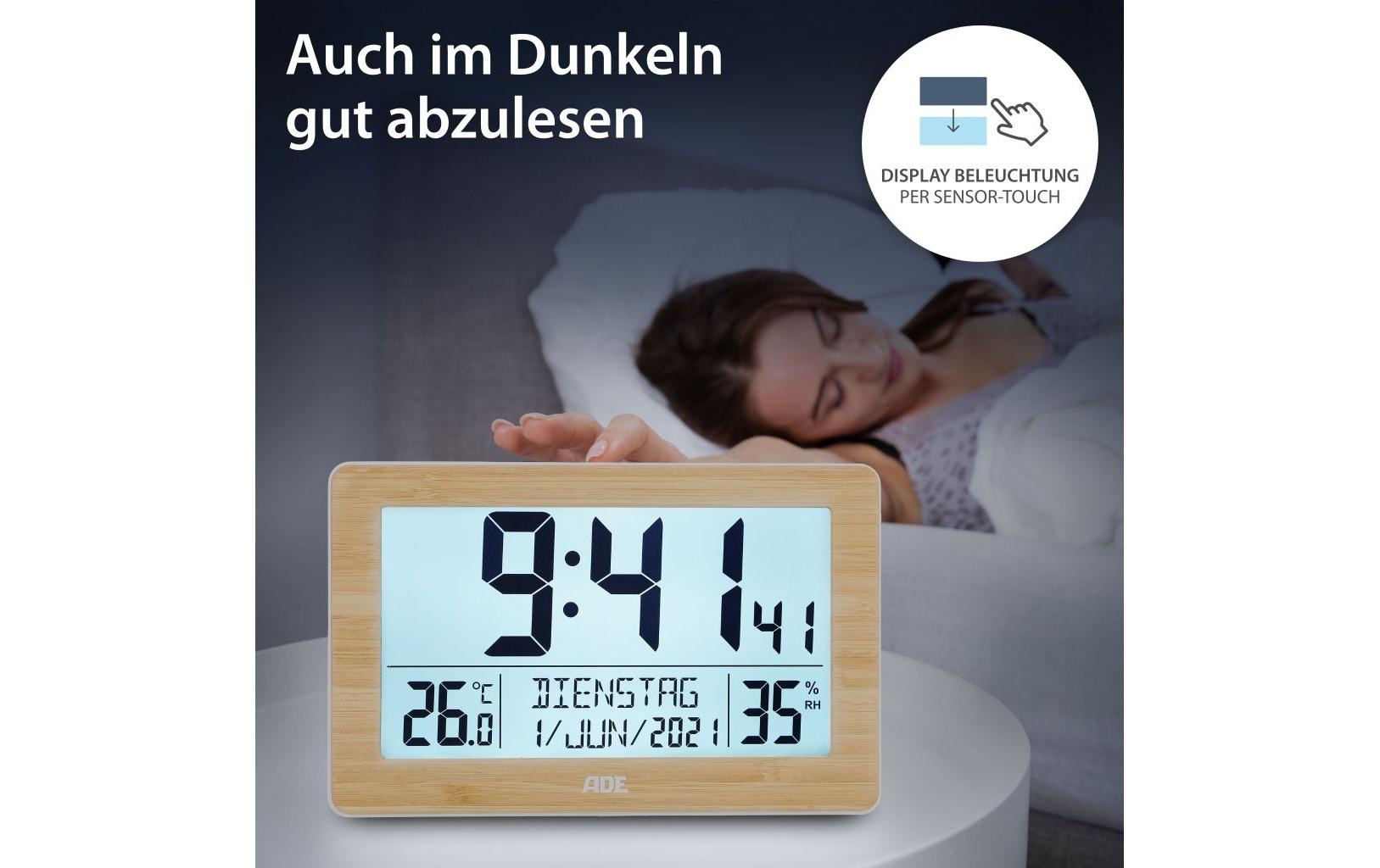 ADE Funkwanduhr »Hellbraun/Weiss«