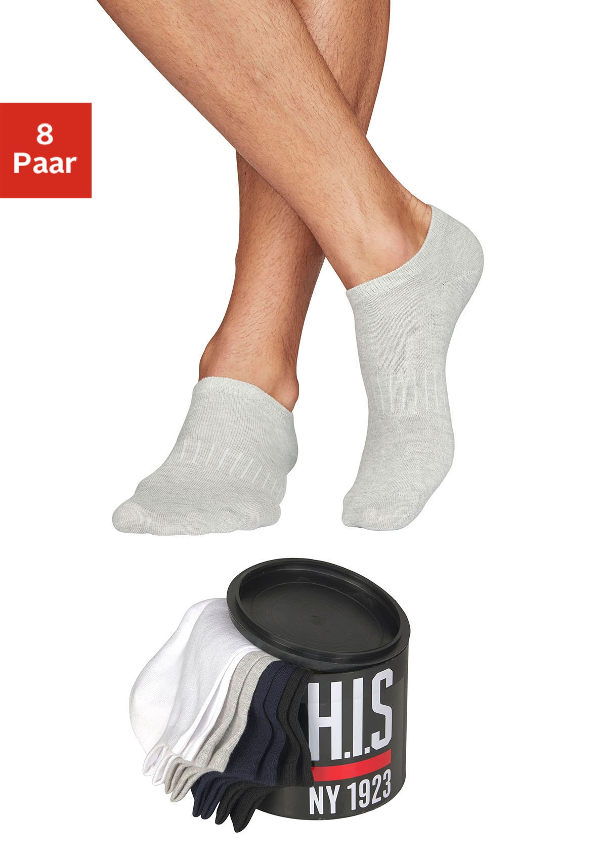 H.I.S Sneakersocken, (Dose, 8 Paar), in der Geschenkdose