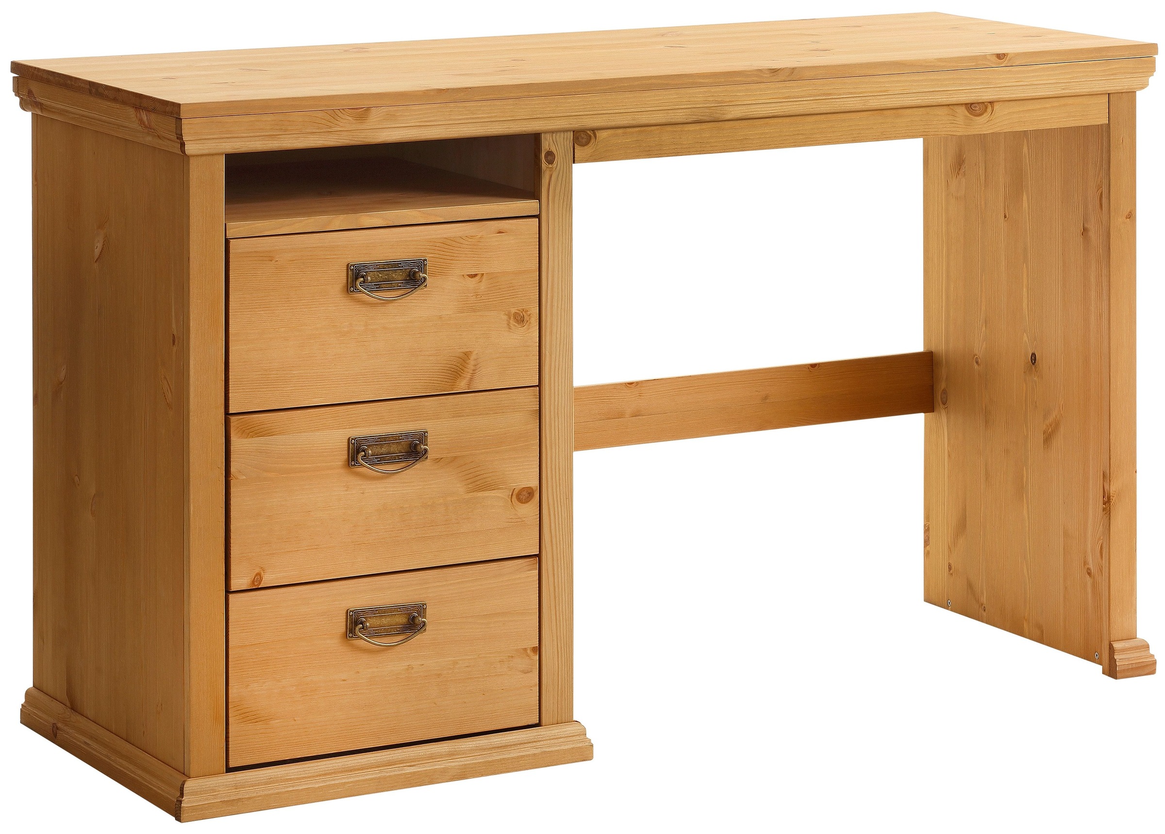 OTTO home Schreibtisch "Konrad" aus zertifiziertem Massivholz, mit Schubladen, Breite 129 cm