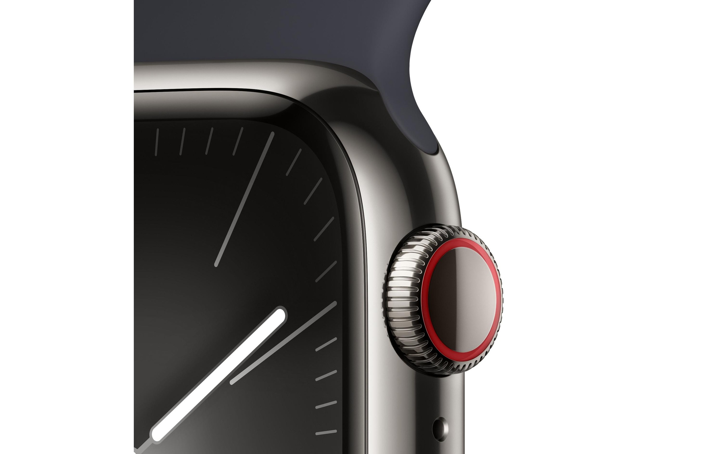 Apple Smartwatch »Series 9, GPS + Cellular, Edelstahl-Gehäuse mit Sportarmband«, Watch OS 10, 64 GB,)