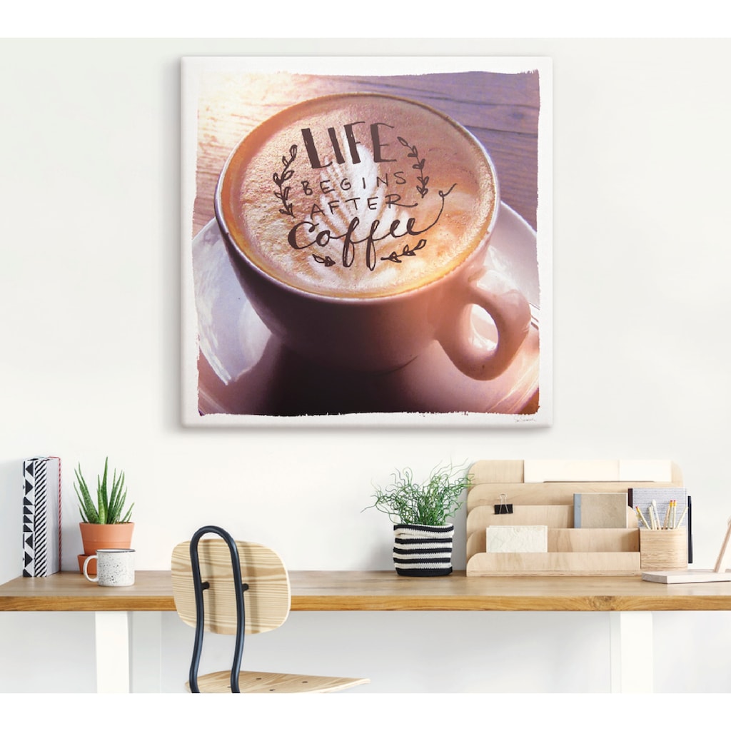 Artland Wandbild »Das Leben beginnt nach dem Kaffee«, Getränke, (1 St.)
