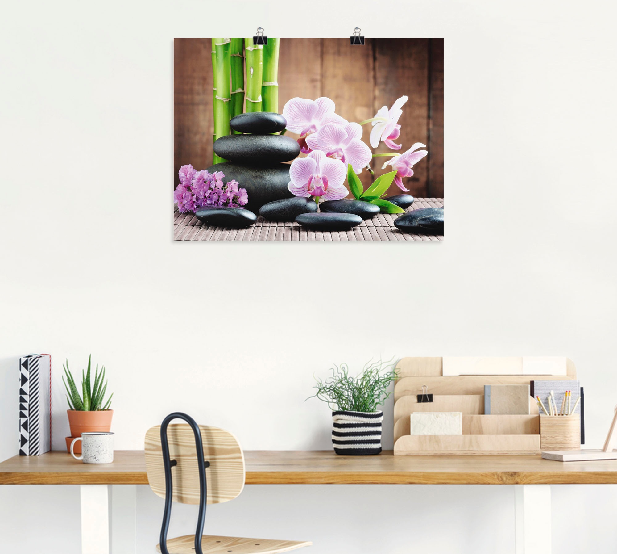 Artland Wandbild "Spa Konzept Zen Steinen Orchideen" Zen 1 Stk. tlg. als Leinwandbild, Poster in verschied. Größen