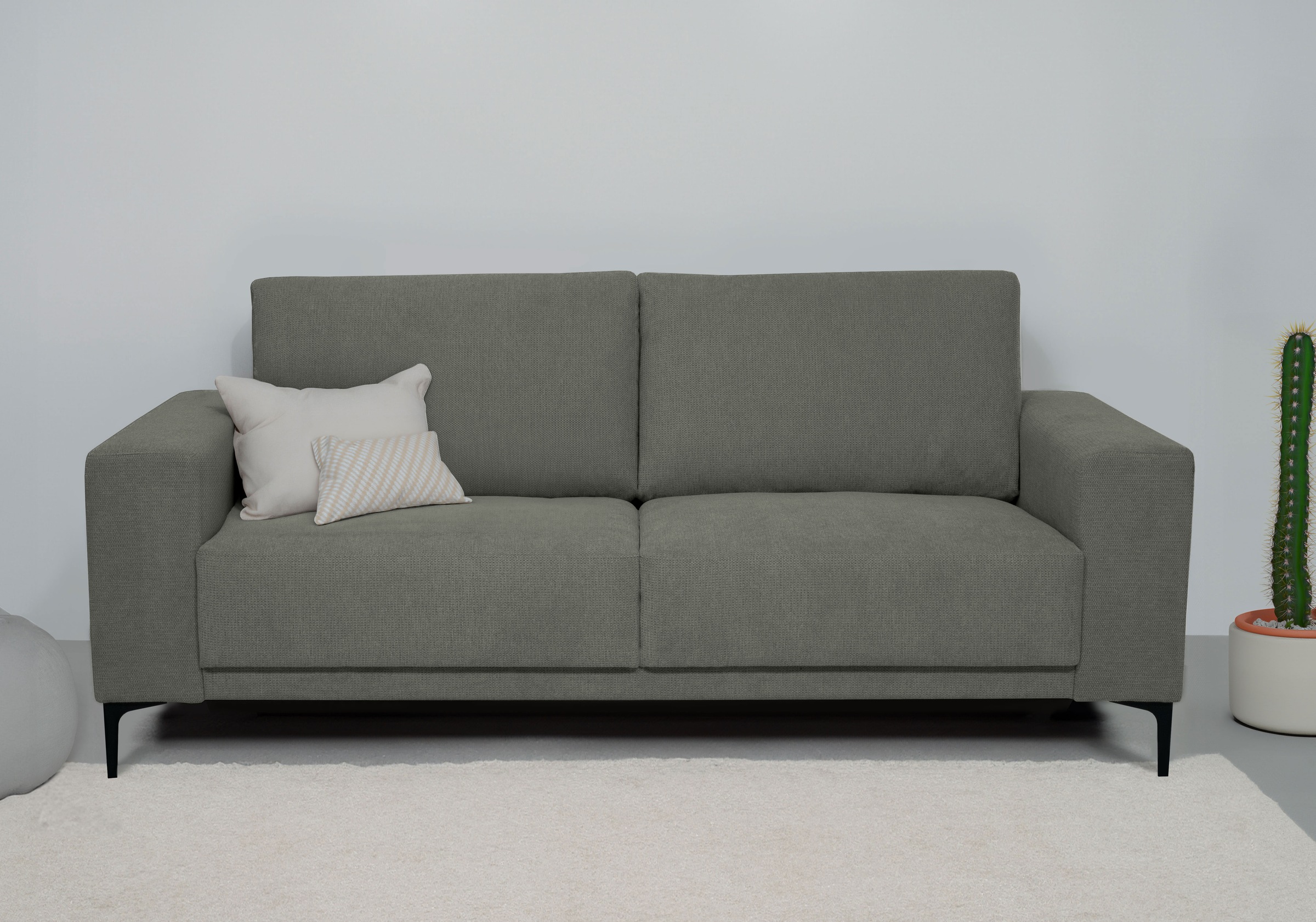 Places of Style 2-Sitzer »Xander«, Breite 164 cm, Webstoff, Soft-Touch Chenille, schwarze Metallfüsse