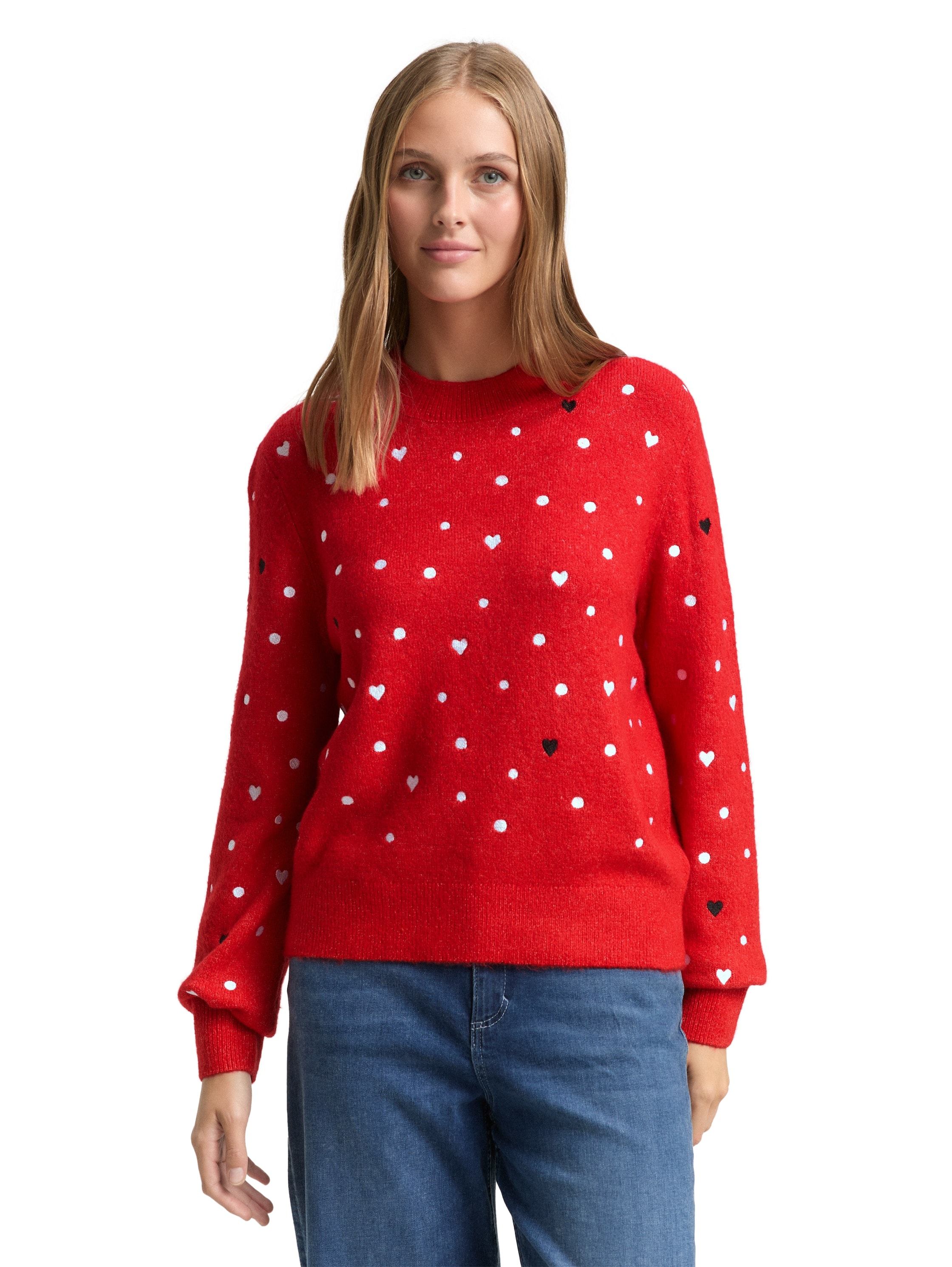 TOM TAILOR Denim Strickpullover mit Stickereien