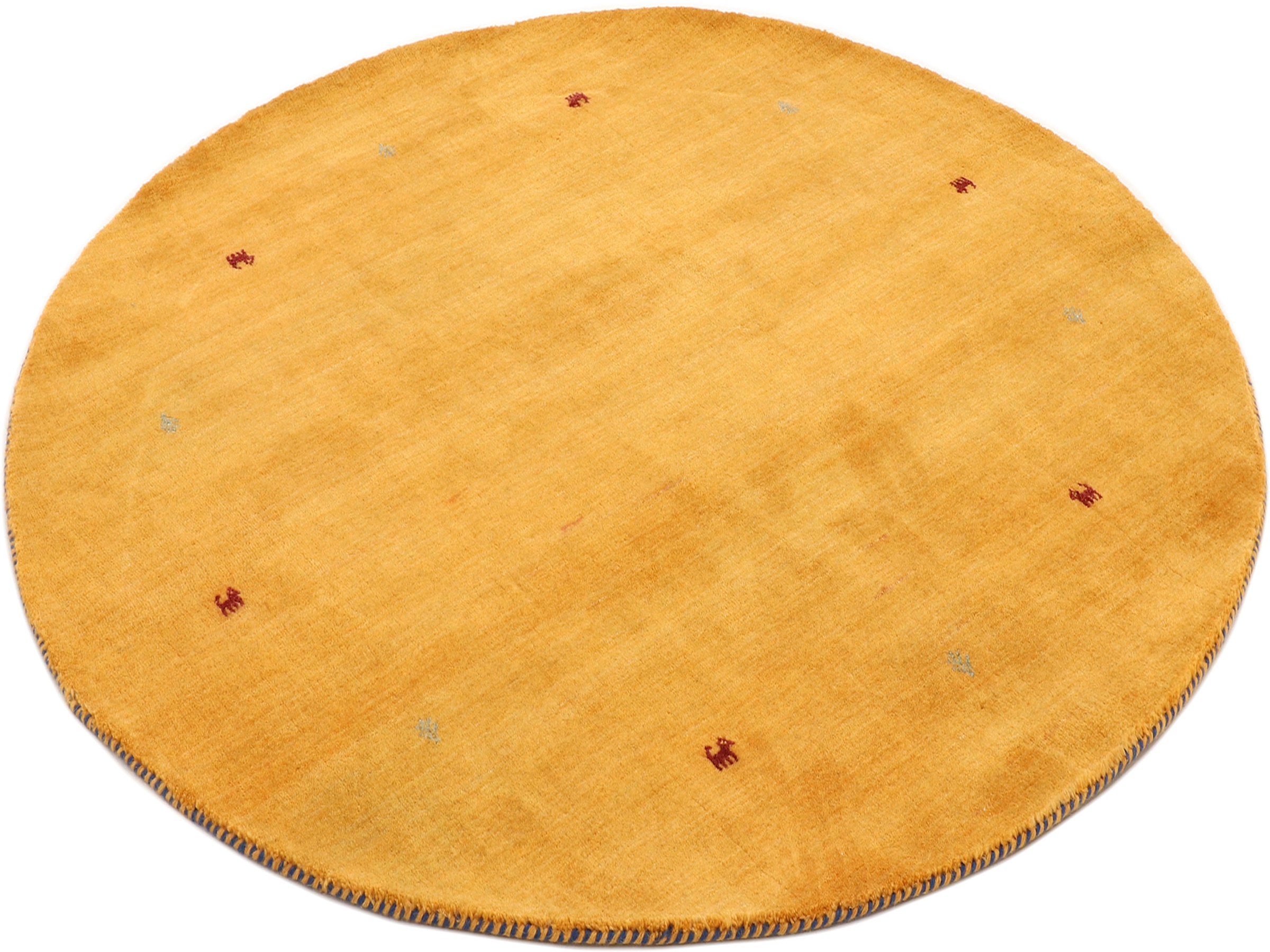 carpetfine Wollteppich »Gabbeh Uni«, rund, 15 mm Höhe, reine Wolle handgewebt, Gabbeh Tiermotiv warmes Raumklima viele Grössen
