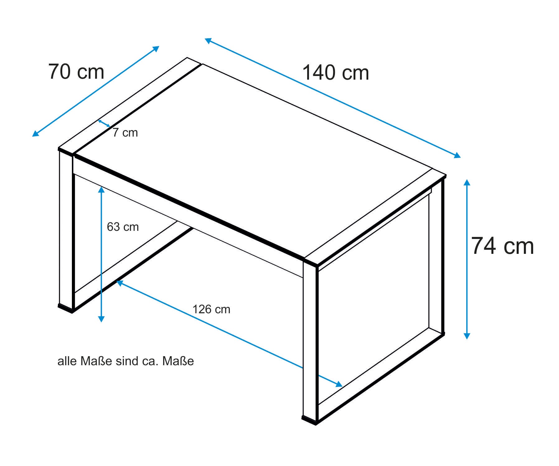 VOGL Möbelfabrik Schreibtisch »Toronto aus Massivholz, Bürotisch«, Breite 141cm, Schreibtisch mit Holzplatte