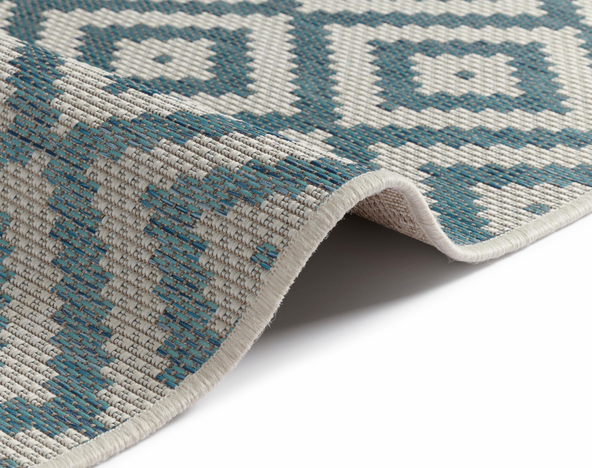 freundin Home Collection Teppich »Summer«, rechteckig, 4 mm Höhe, In-und Outdoor geeignet, Rauten Design, Pflegeleicht, Flachgewebe
