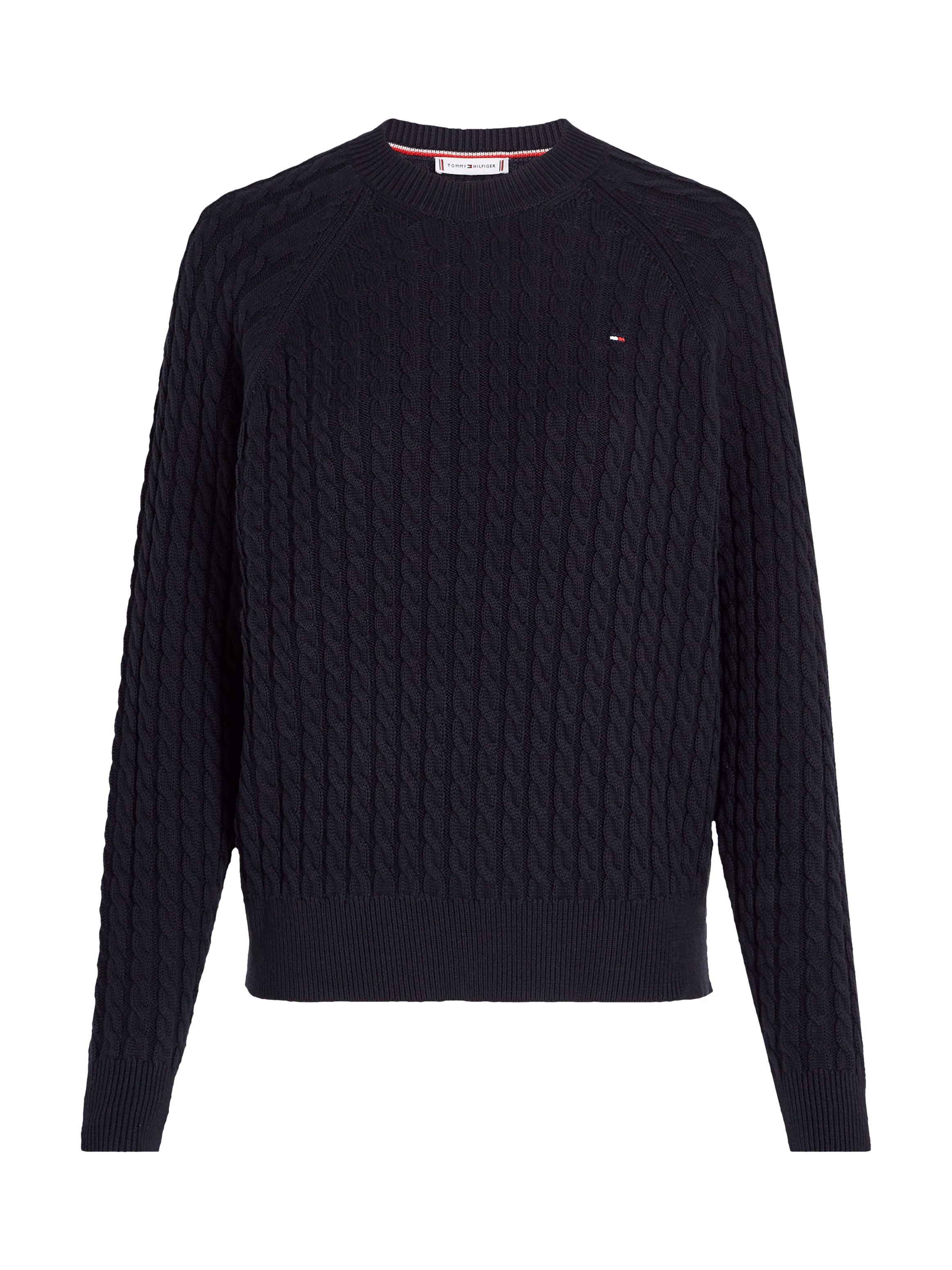 Tommy Hilfiger Rundhalspullover »CO CABLE C-NK SWEATER«, mit Zopfmuster