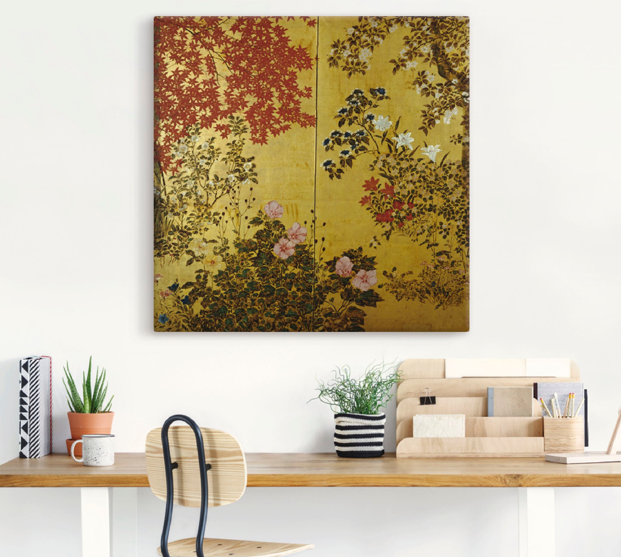 Artland Wandbild »Japanischer Wandschirm 18. Jahrhundert«, Pflanzen, (1 St.), als Leinwandbild, Poster, Wandaufkleber in verschied. Grössen