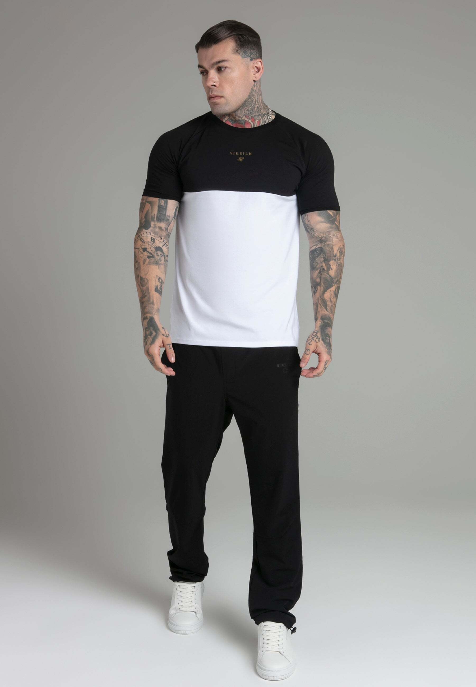 Siksilk T-Shirt »Siksilk T-Shirt Cut and Sew T-Shirt in Black, White«