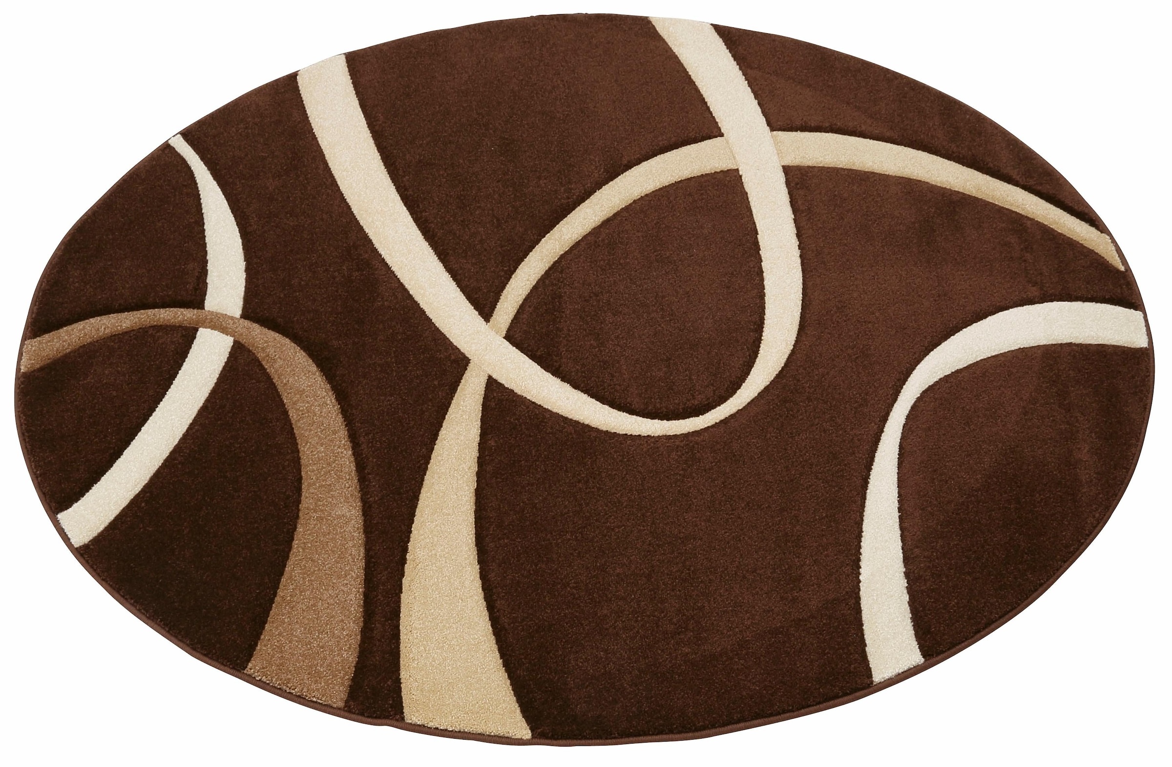my home Teppich »Bilbao«, rund, 13 mm Höhe, handgearbeiteter Konturenschnitt, rund, Kurzflor, elegant, 3D-Design