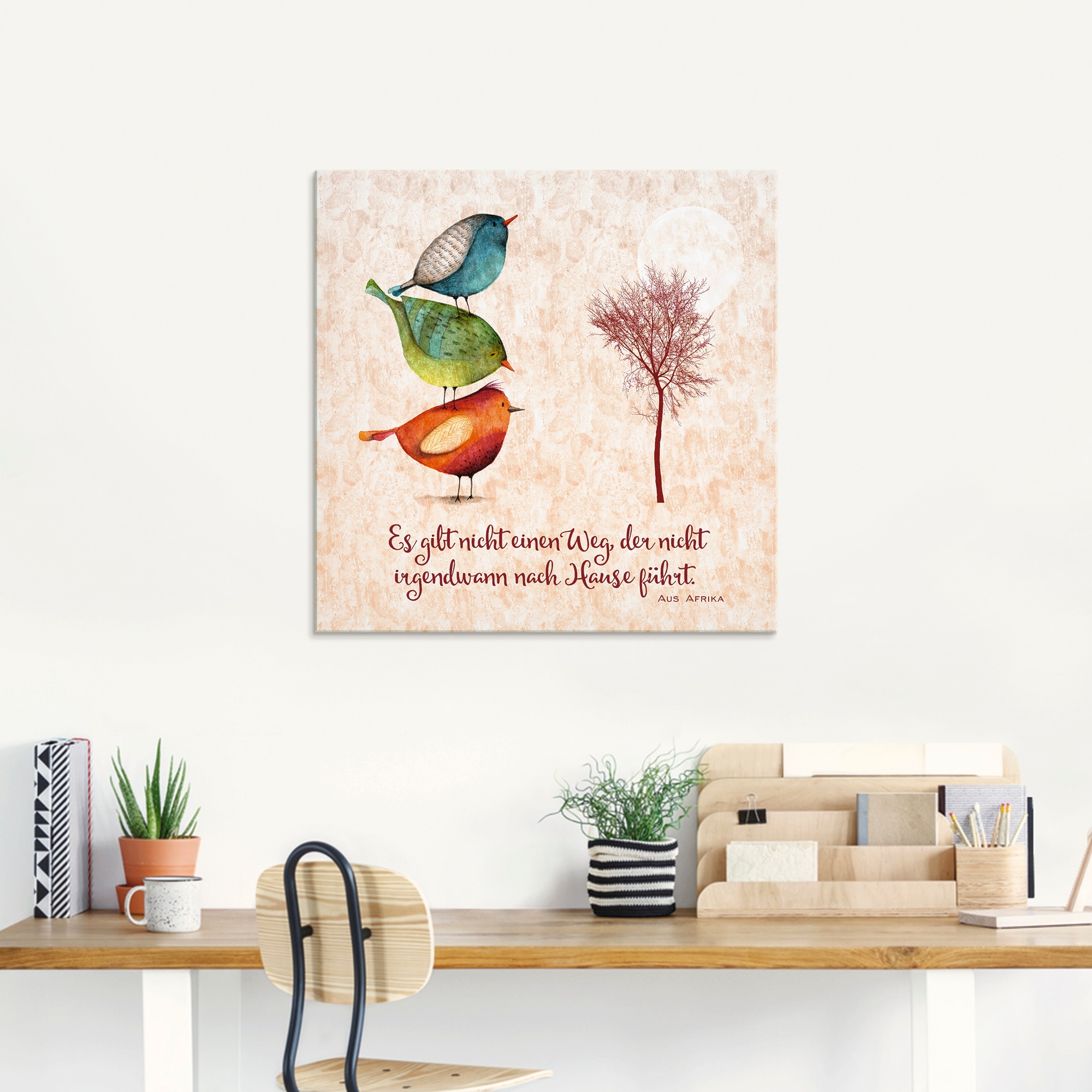 Artland Glasbild »Lebensweisheit Zu Hause«, Tiere, (1 St.), in verschiedenen Grössen