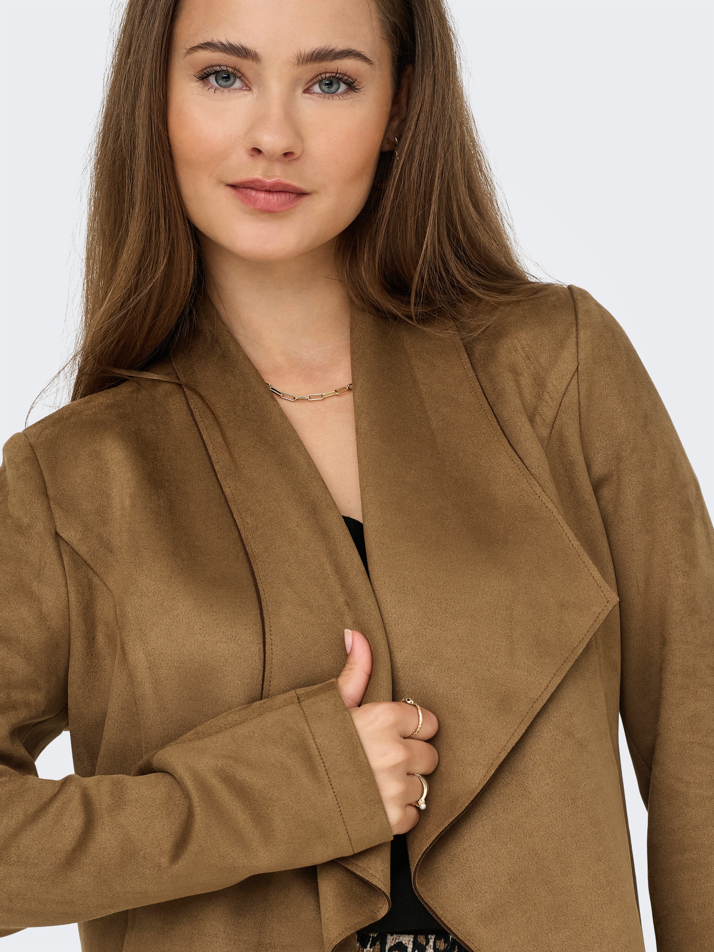 ONLY Kurzjacke »ONLJOLINE FAUX SUEDE DRAPY JACKET OTW«, in Wildleder Optik
