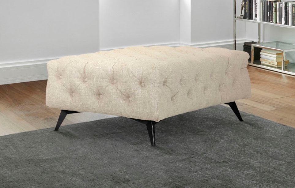 Leonique Polsterhocker »Glynis«, aufwändige Knopfheftung, moderne Chesterfield Optik, Fussfarbe wählbar