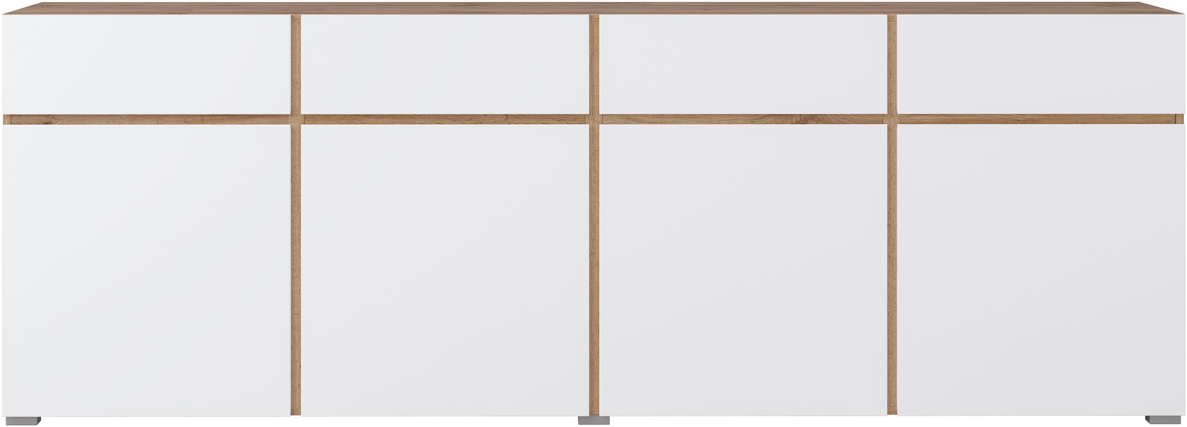 INOSIGN Sideboard »Cross,Breite 225 cm, moderne grifflose Kommode,4 Türen/4 Schubkästen«, Schubladenschrank mit viel Stauraum, Einlegeböden verstellbar