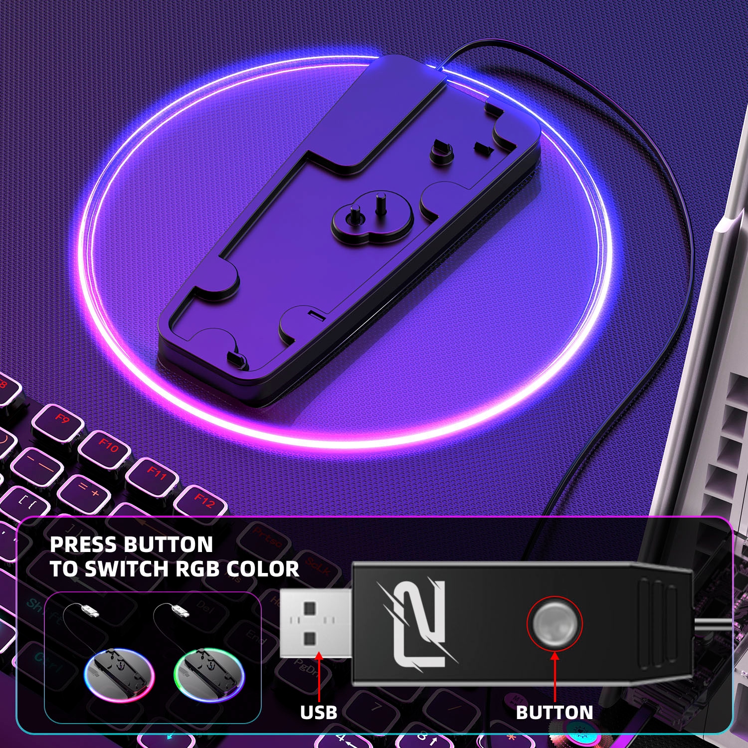 Ready2gaming Standfuss »Transparenter Standfuss für die PlayStation 5 mit RGB Beleuchtung«