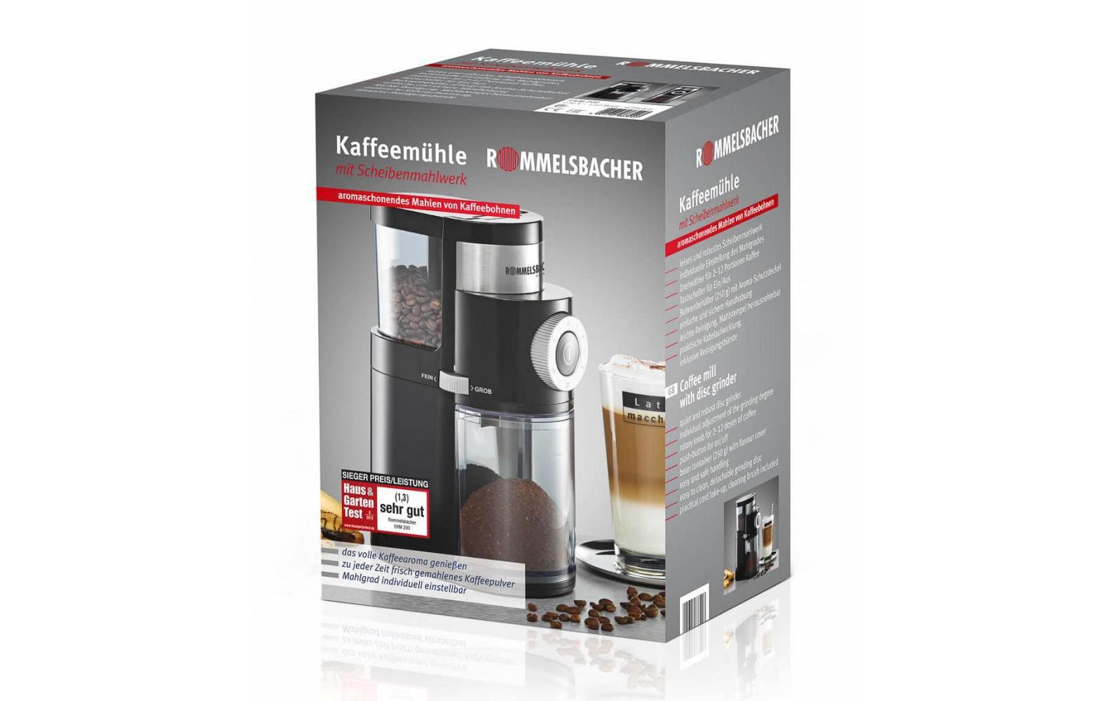 250 g W, »20.EKM gleich kaufen ➥ Bohnenbehälter Rommelsbacher Kaffeemühle | Jelmoli-Versand 110 200«, Scheibenmahlwerk,
