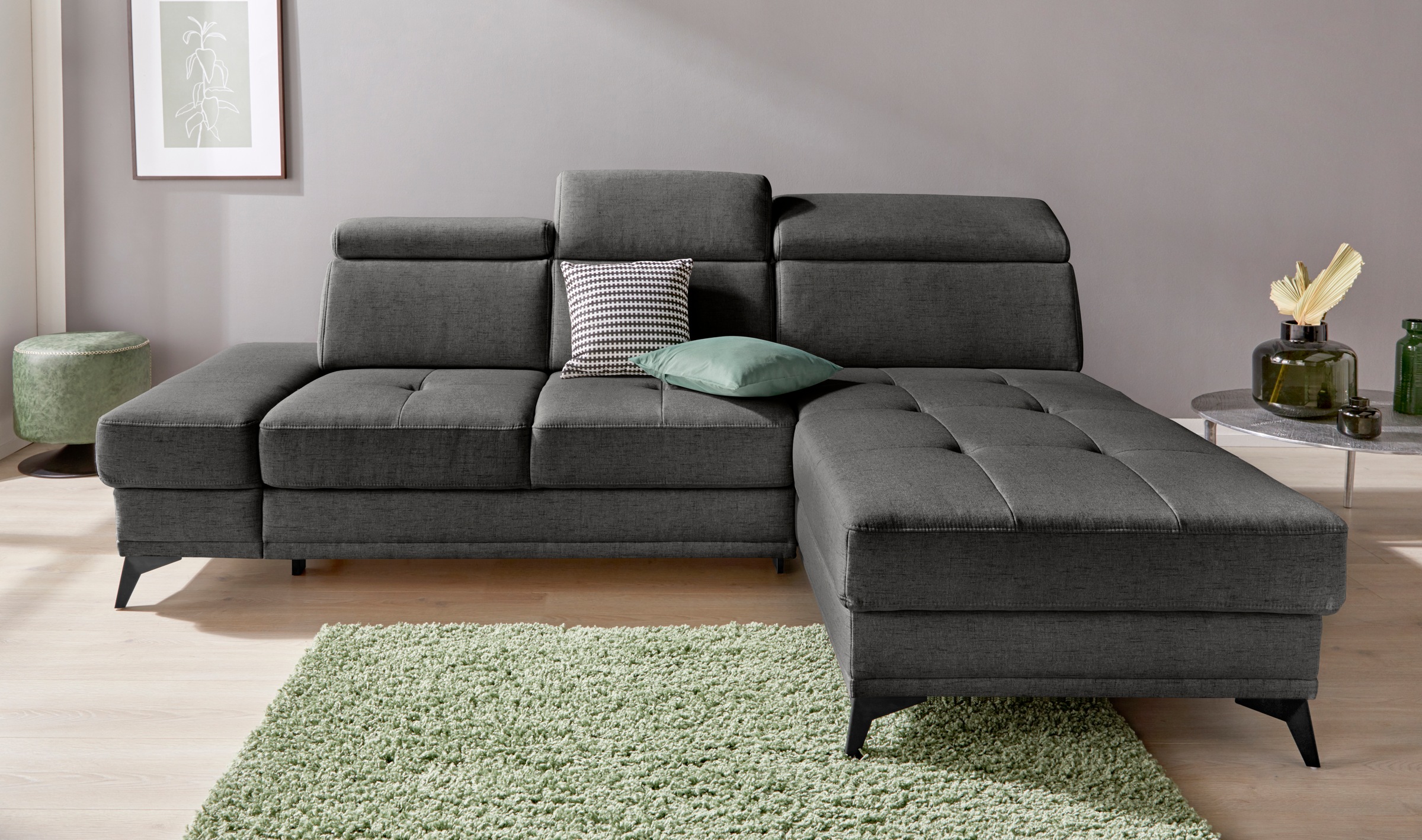 INOSIGN Ecksofa »Cardiz L-Form«, inkl.Kopfteilverstellung und Federkern wahlweise mit Bettfunktion