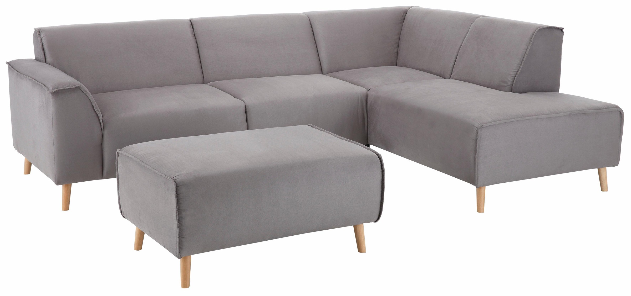 Home affaire Ecksofa »Julia L-Form«, Federkern-Polsterung, Holzfüsse, Keder