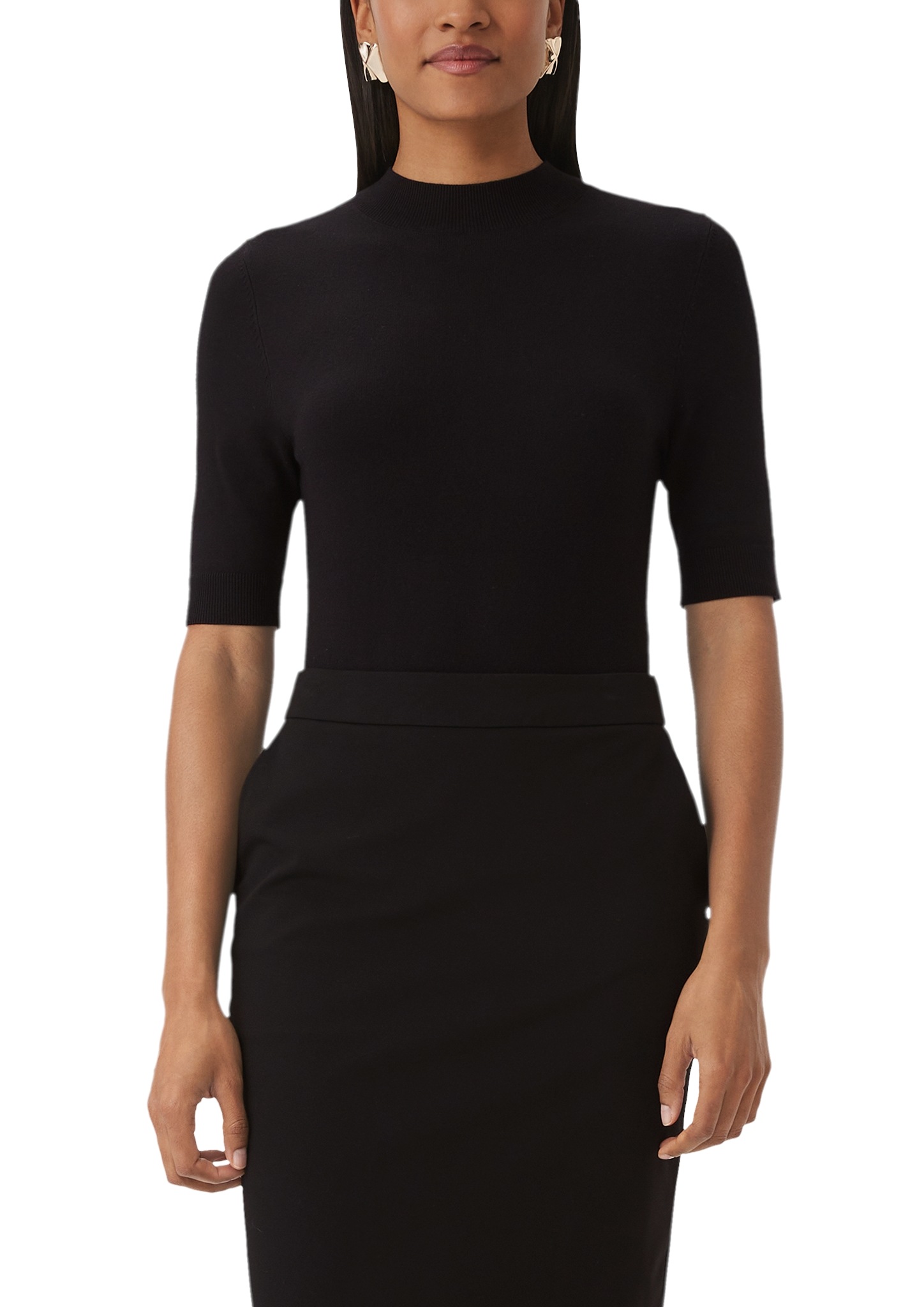 Comma Strickpullover mit Turtleneck, halbarm
